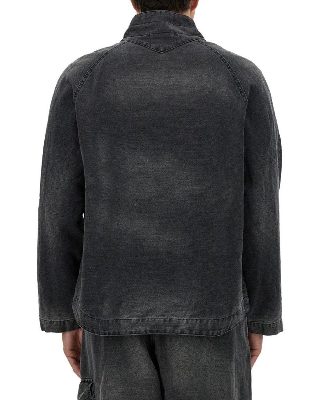 YMC Black Solid Shawl Neck Jacket for men