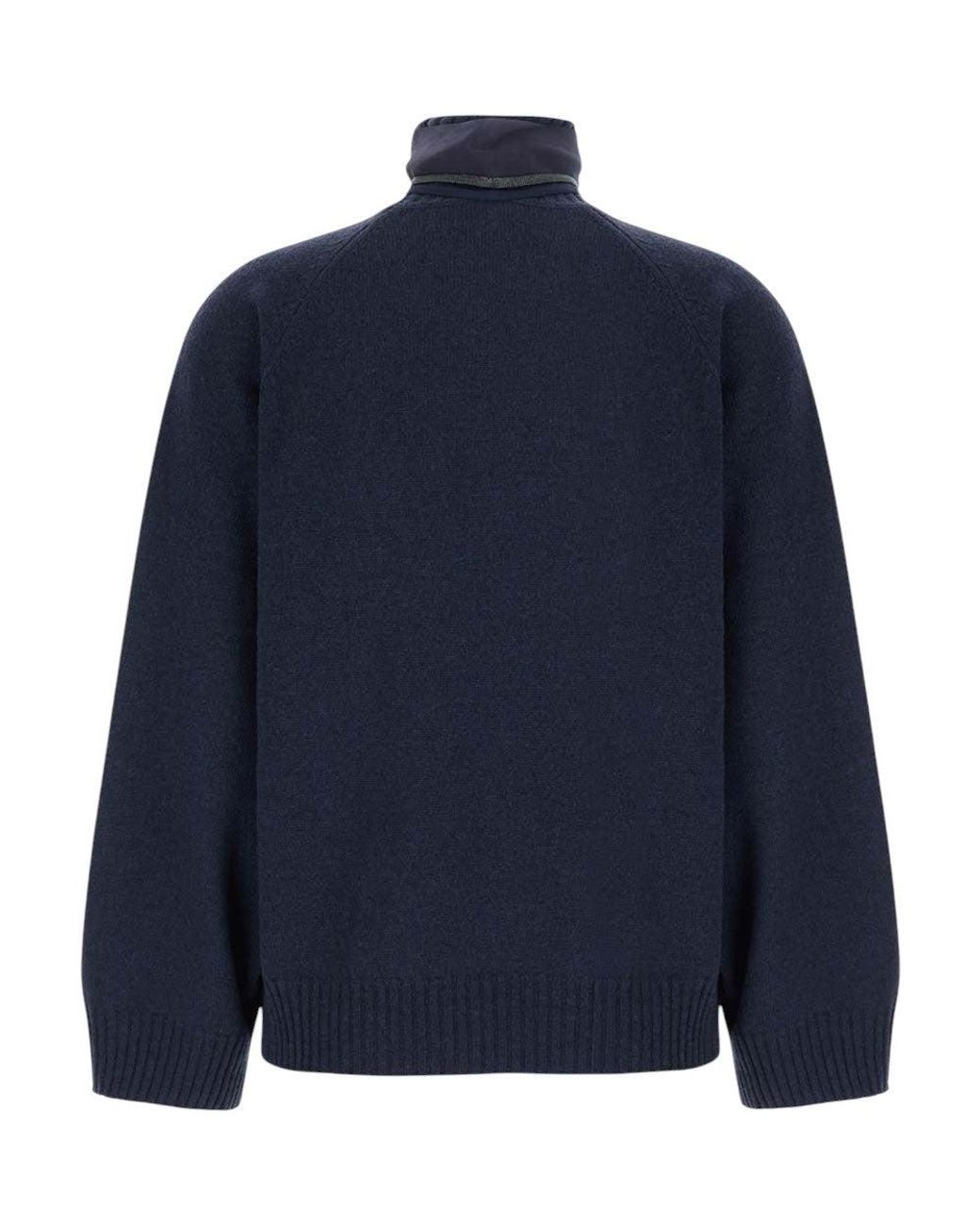 Brunello Cucinelli Blue Mock Collar Sweater
