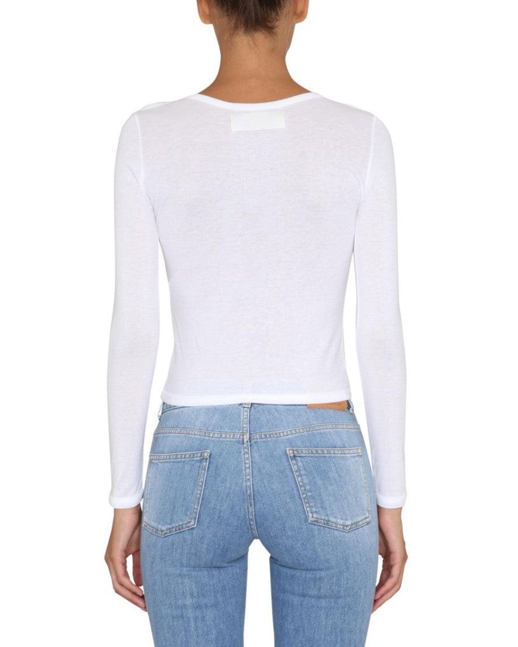 Stella McCartney White Solid Round Neck Top
