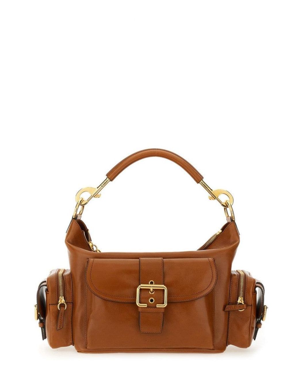 Chloé Brown Logo Large Shoulder Bag