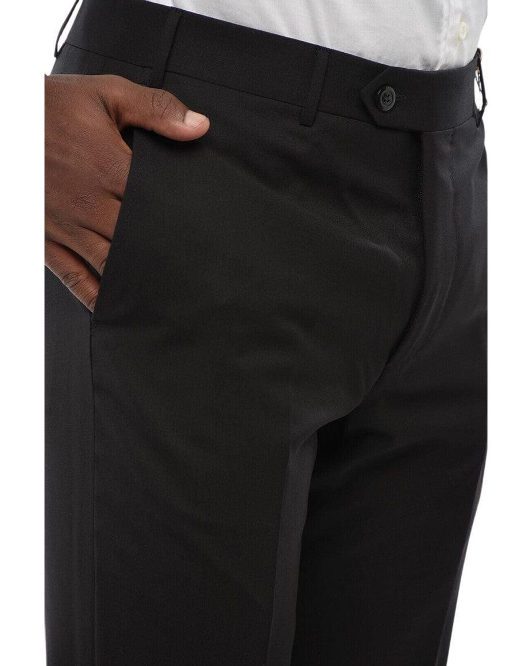 Corneliani Black Flat Front Pants for men