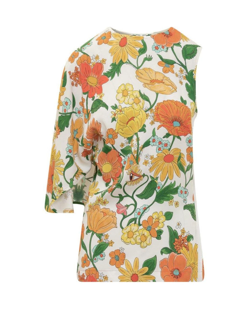 Stella McCartney White Floral Round Neck Top