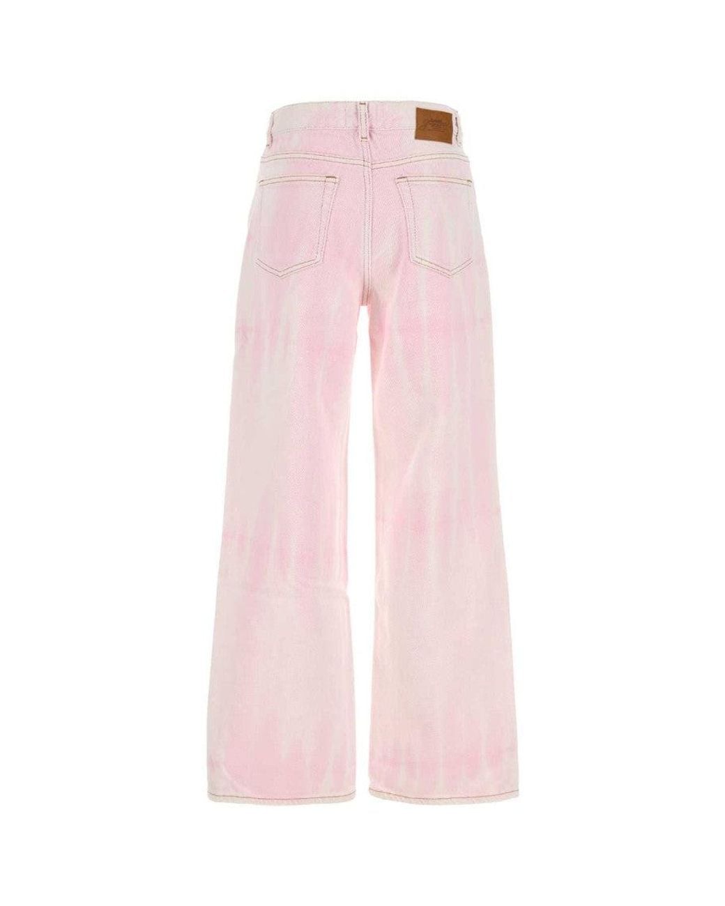 Ganni Pink Straight High Rise Jeans