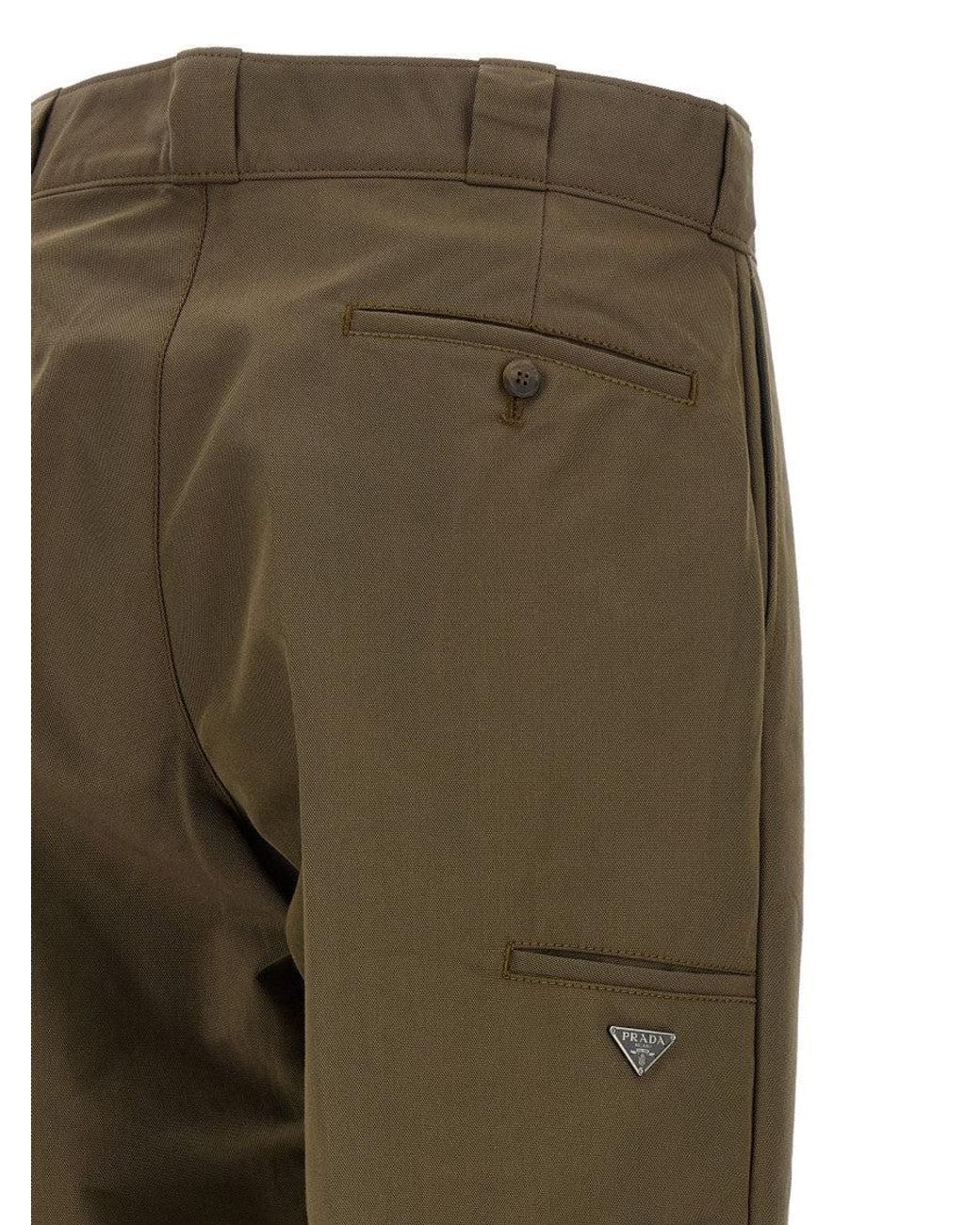 Prada Green Tailored Flat Front Pants for men