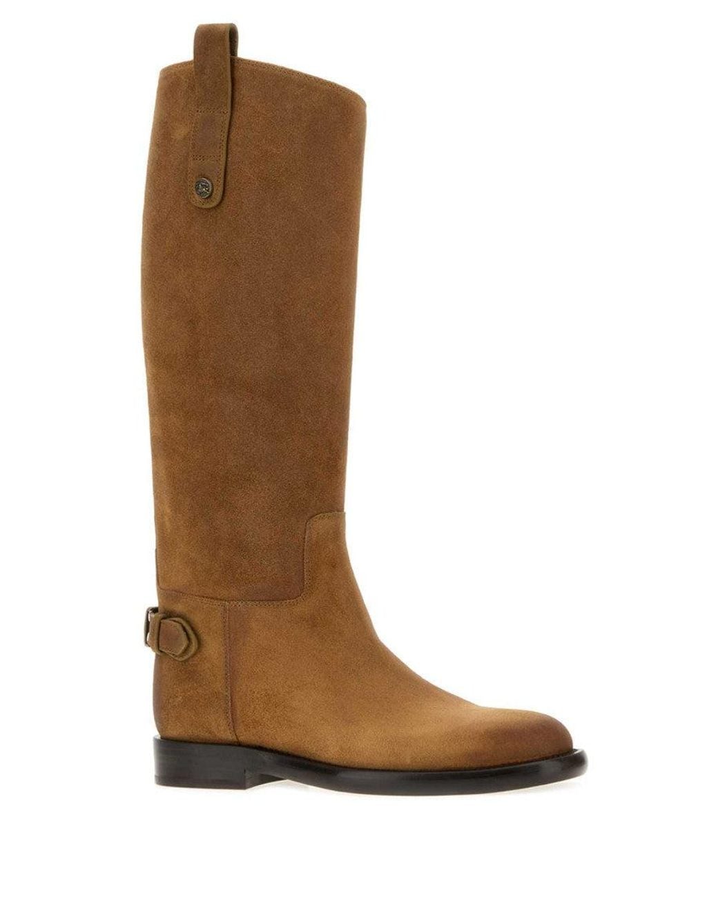 Burberry Brown Solid Cavalier Boots