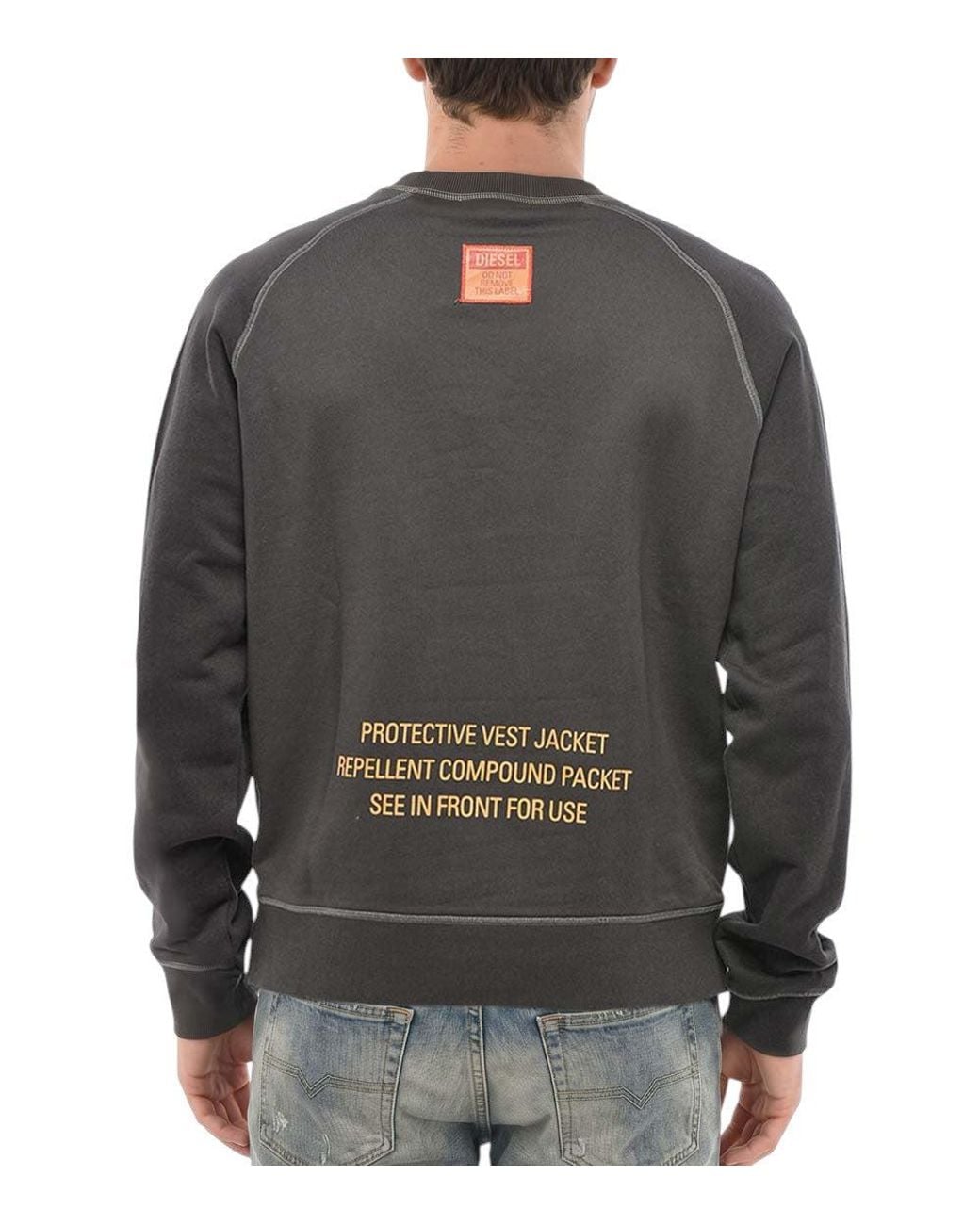 DIESEL Gray Crew Neck Sweatshirt for men