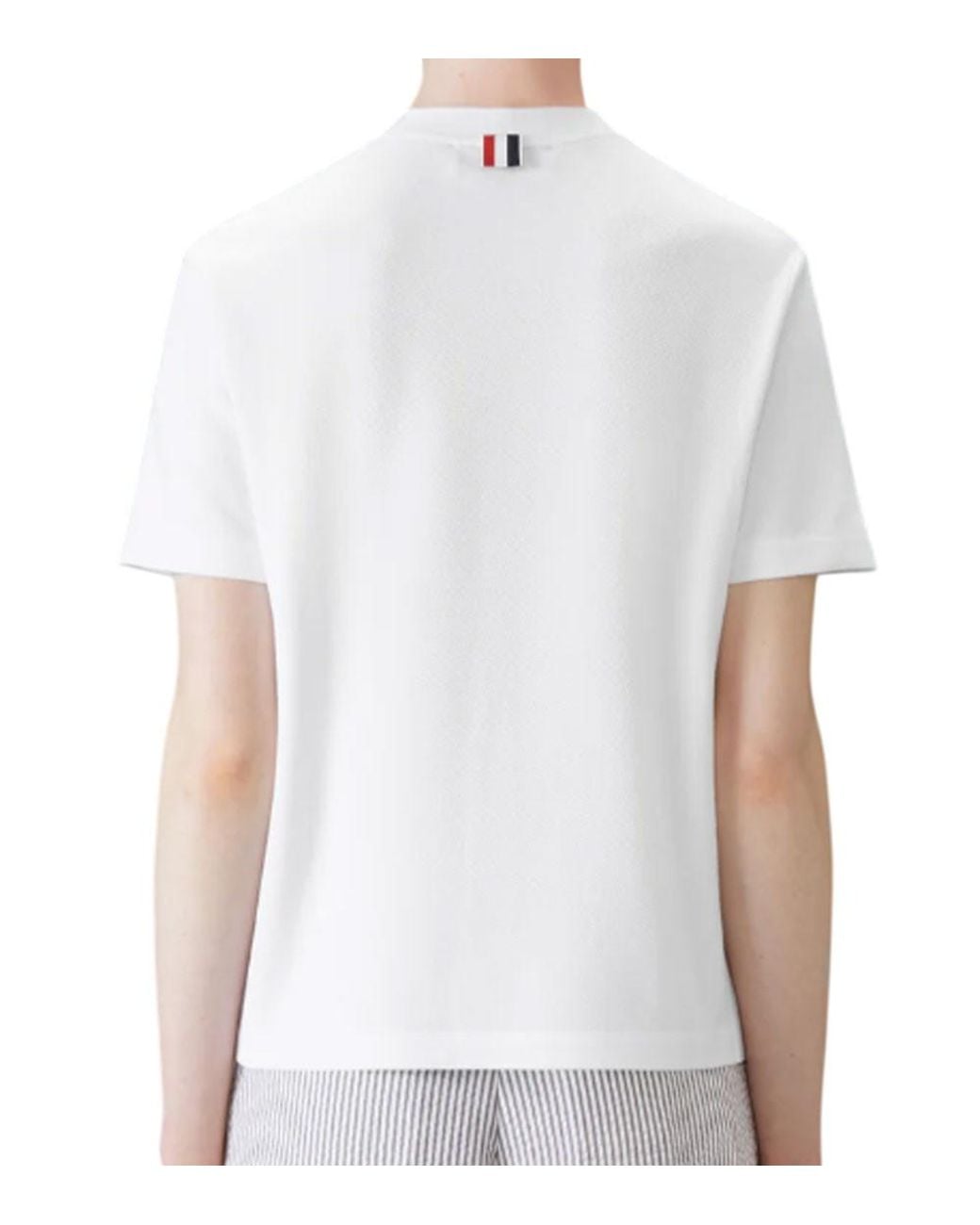 Thom Browne White Solid Crew Neck T-Shirt