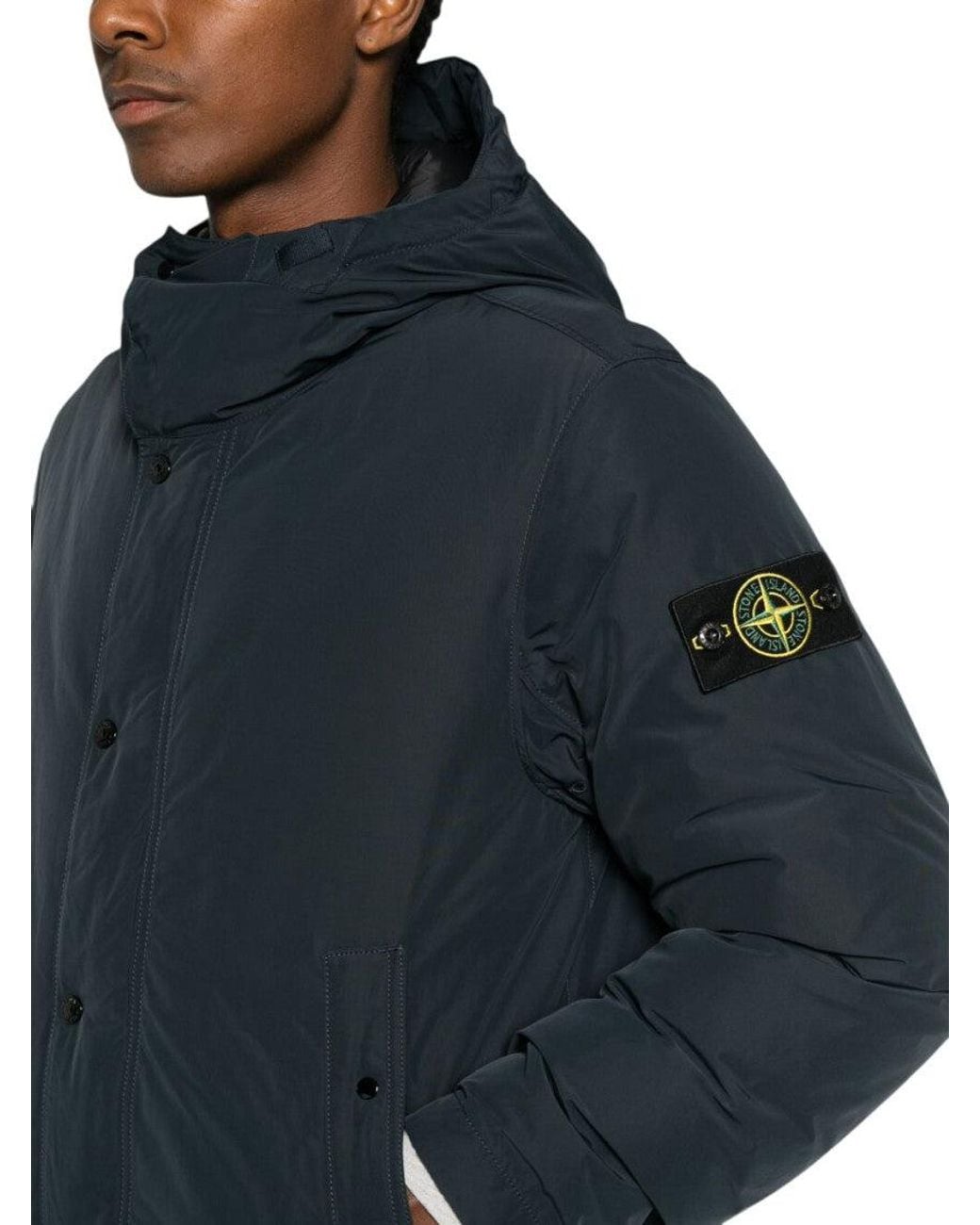 Stone Island Blue Logo Hood Jacket for men