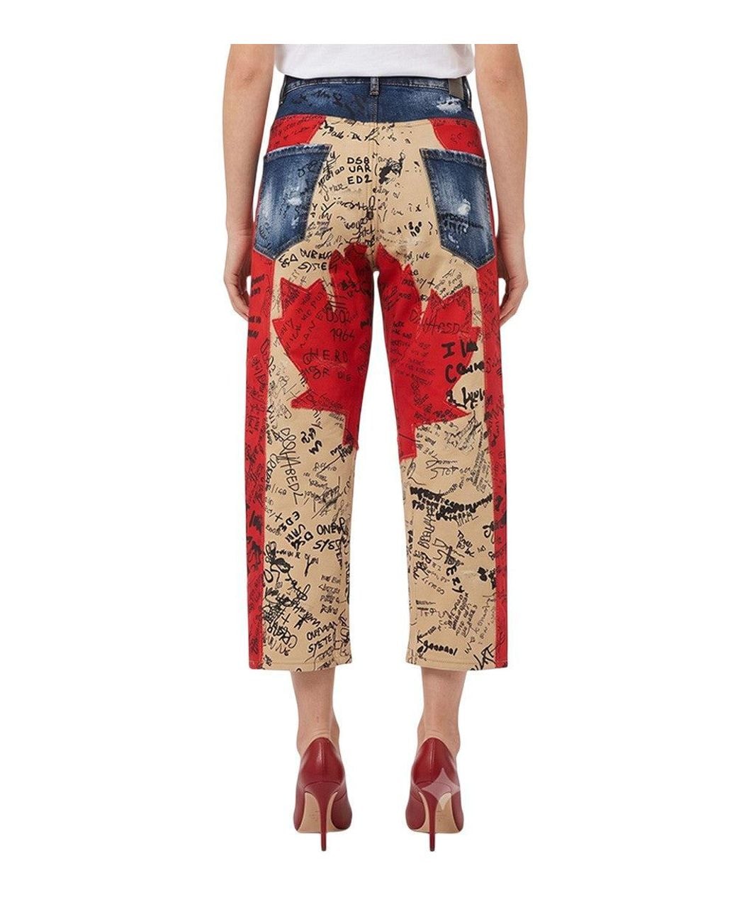 DSquared² Red Straight High Rise Jeans