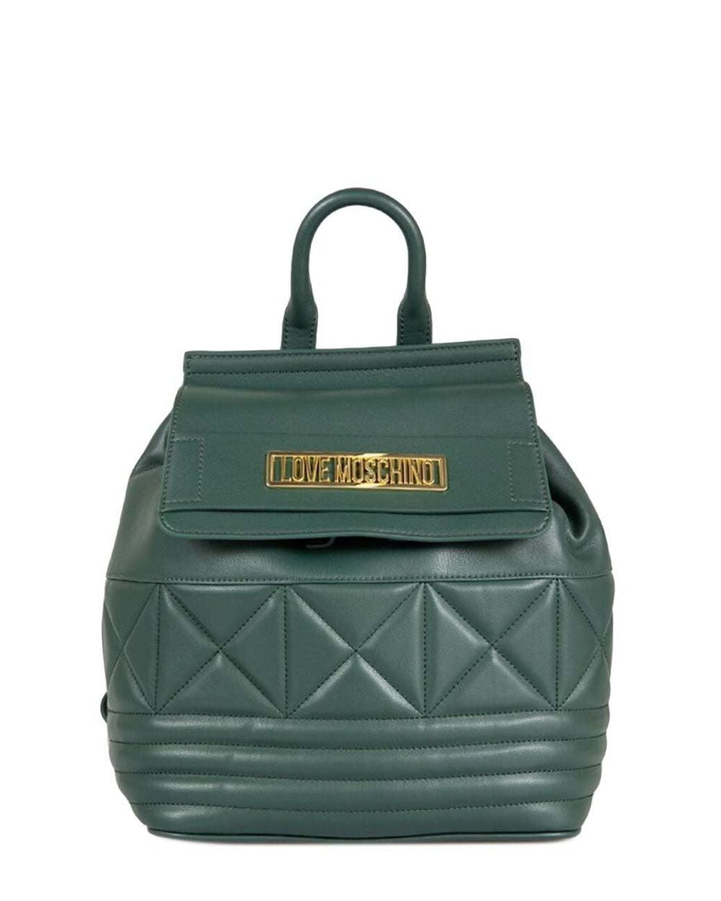 Love Moschino Green Dark Quilted Small Backpack