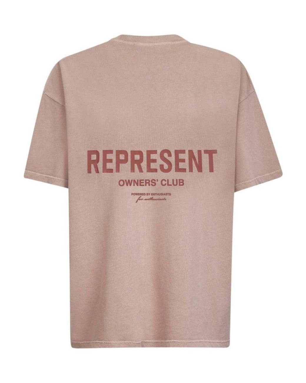 Represent Pink Crewneck Logo Print T-Shirt for men