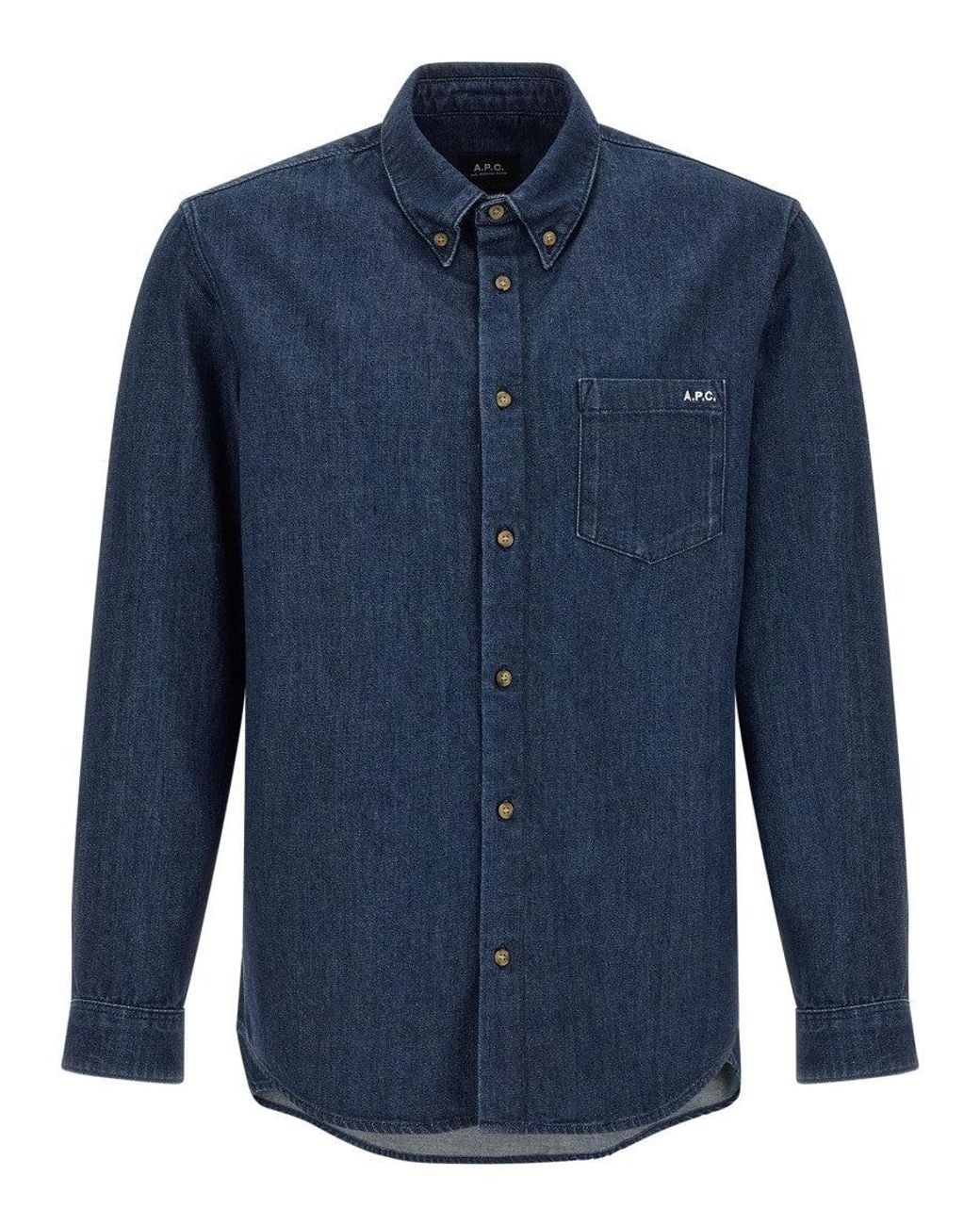 A.P.C. Blue Regular Solid Shirt for men