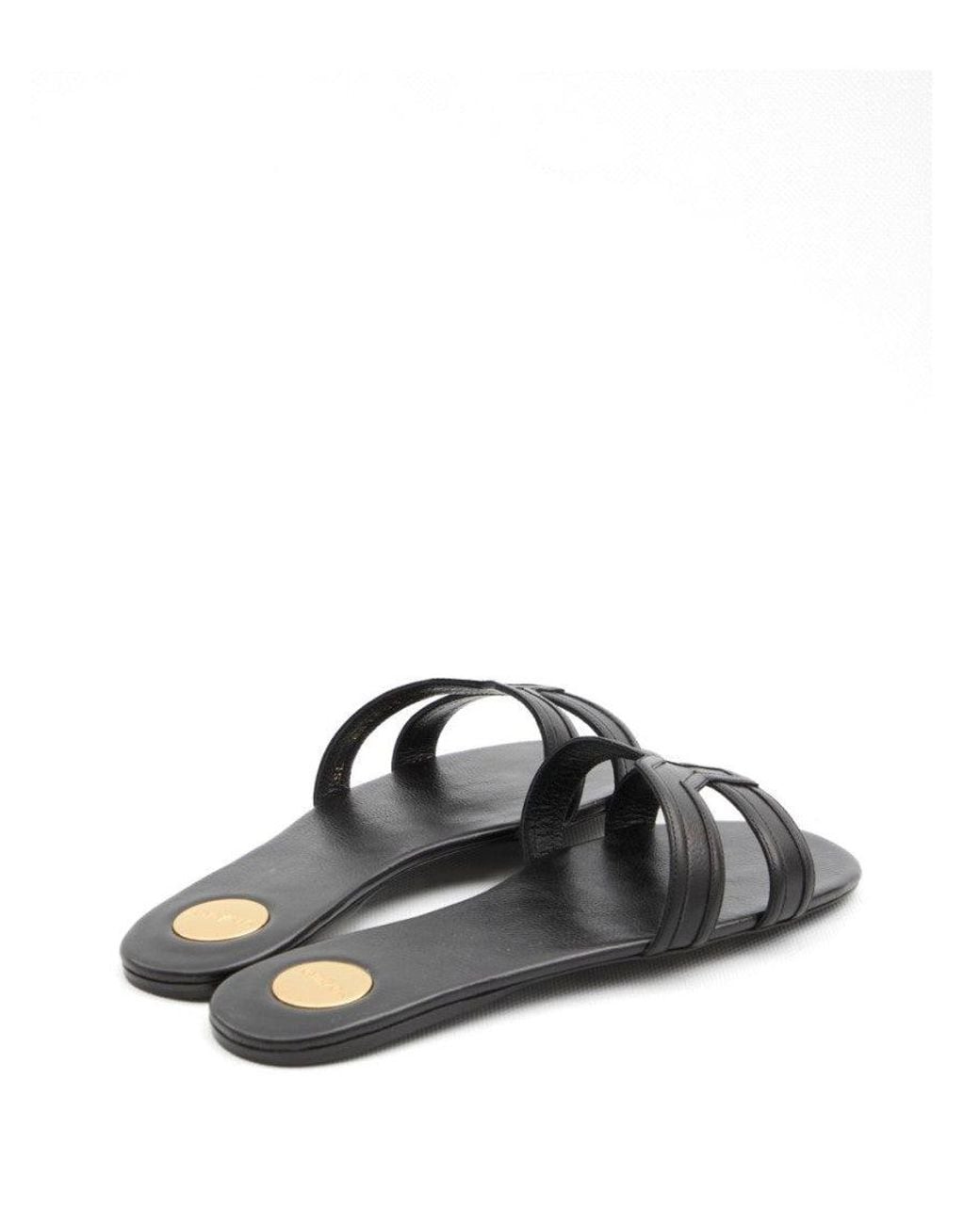Saint Laurent White Mabrouka Leather Flat Sandals