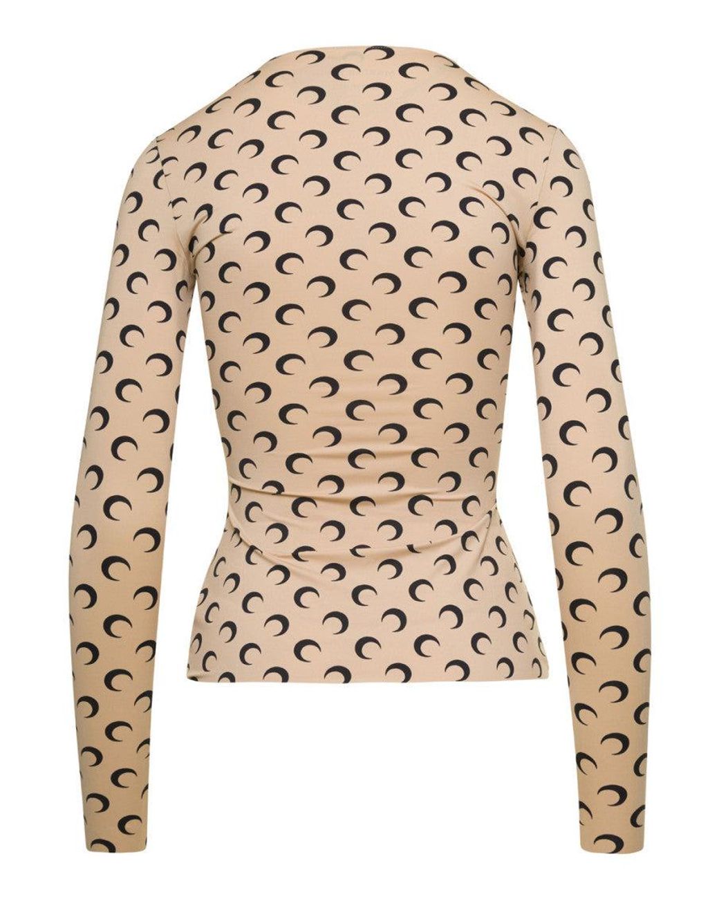 MARINE SERRE White Crewneck T-Shirt With All-Over Crescent Moon Print