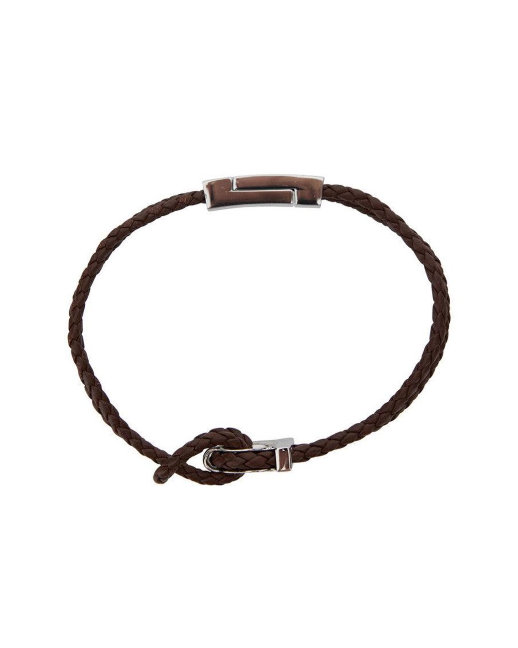 Ferragamo White Gancini Braided Bracelet for men