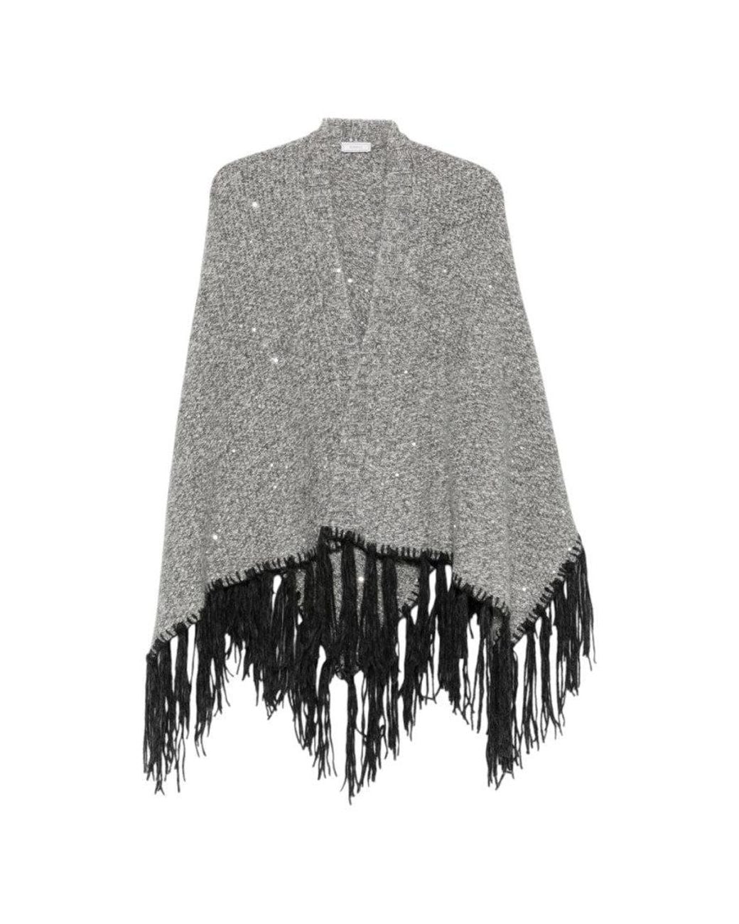 Peserico Gray Textured Mock Collar Sweater
