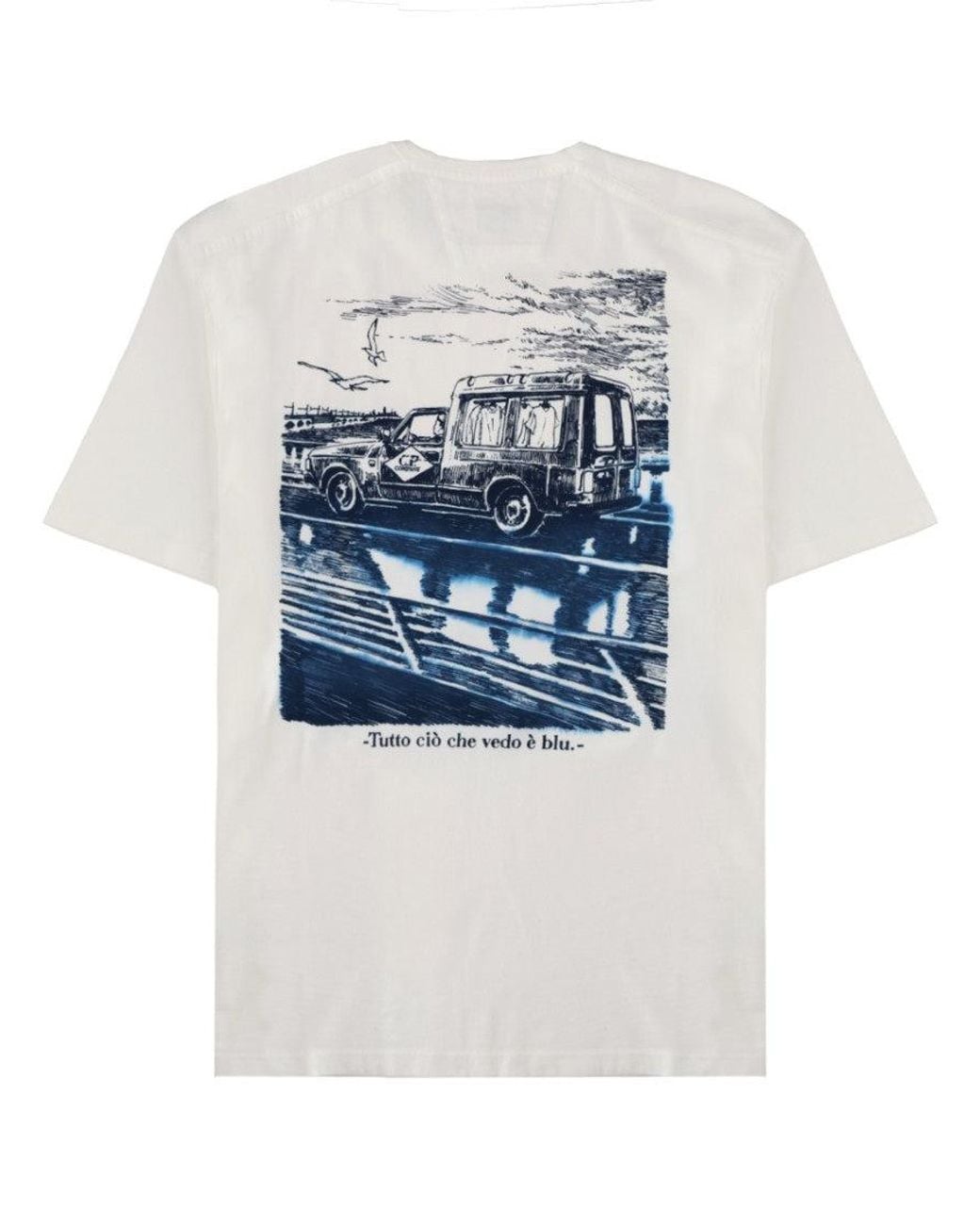 C P Company White Logo Crew Neck T-Shirt for men