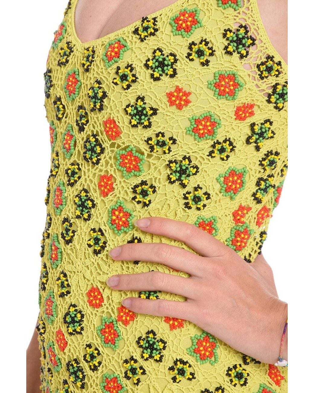 Bottega Veneta Yellow Floral V Neck Maxi Dress
