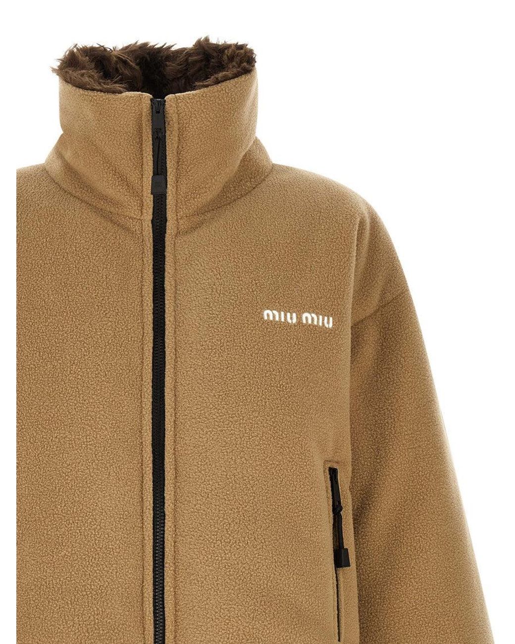 Miu Miu Natural Logo Mock Collar Jacket