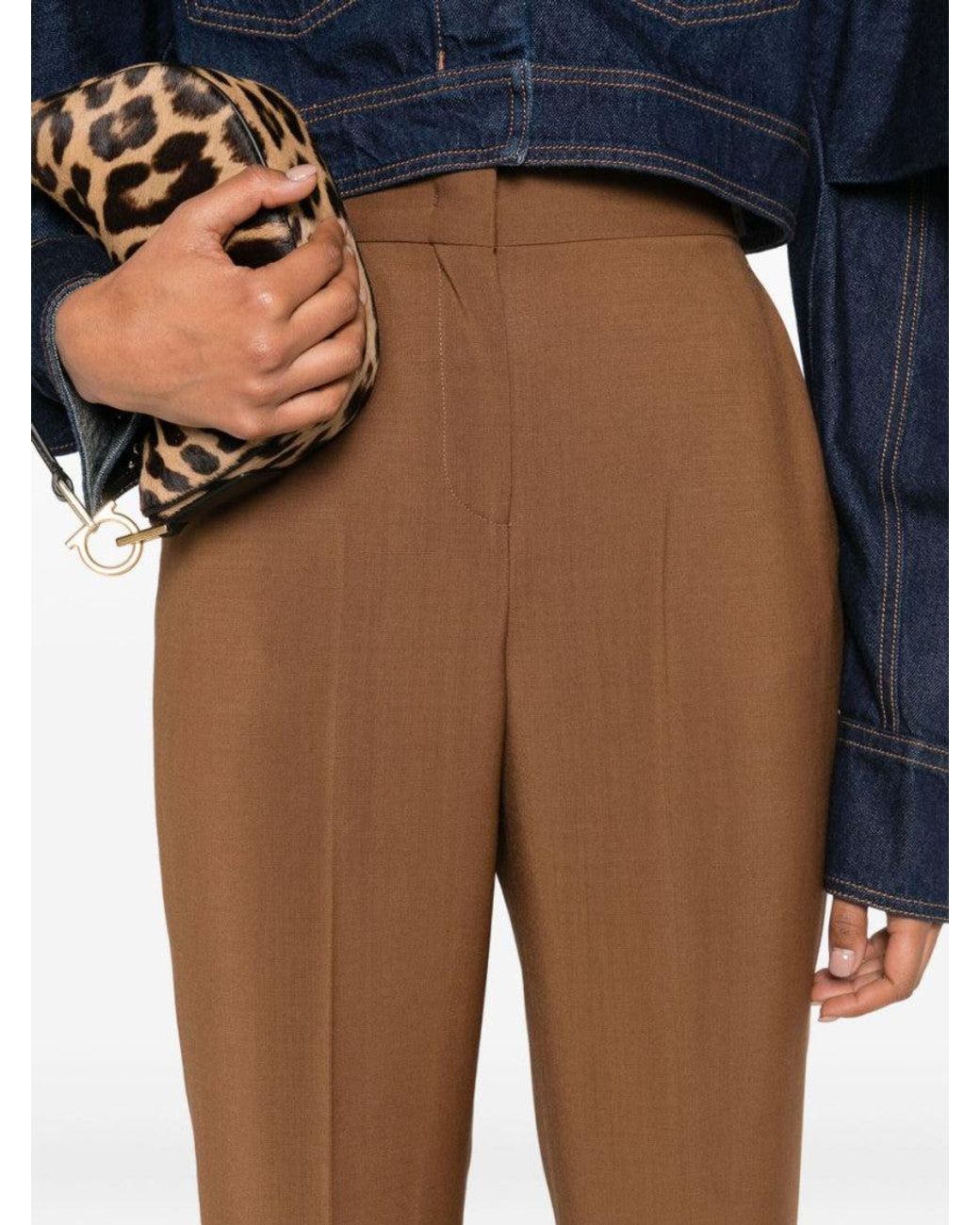 Fendi Brown Wool Flared Trousers