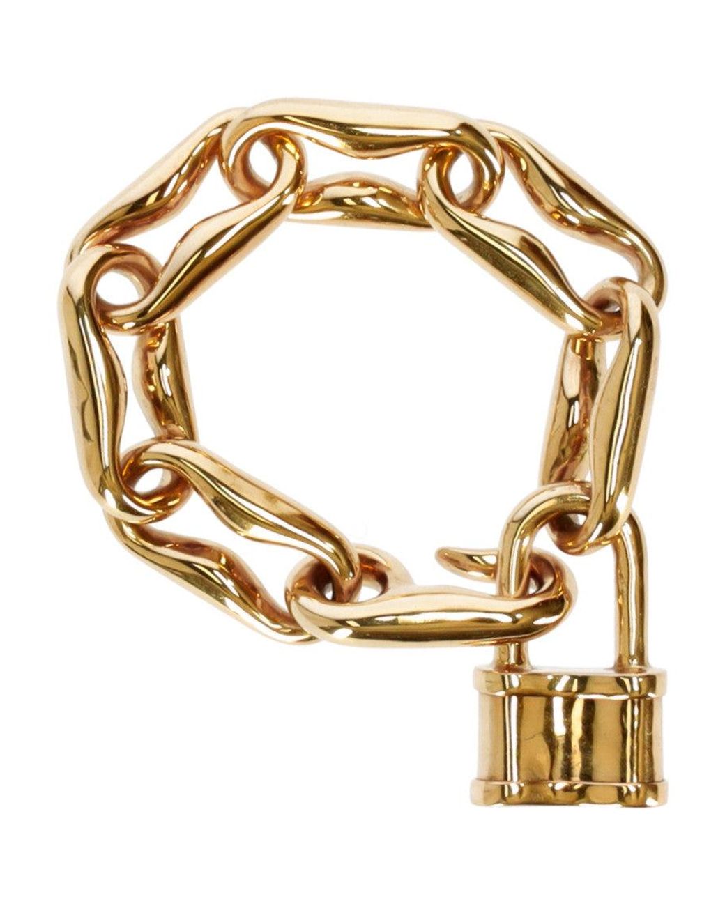 Patou Metallic Golden Padlock Chain Bracelet