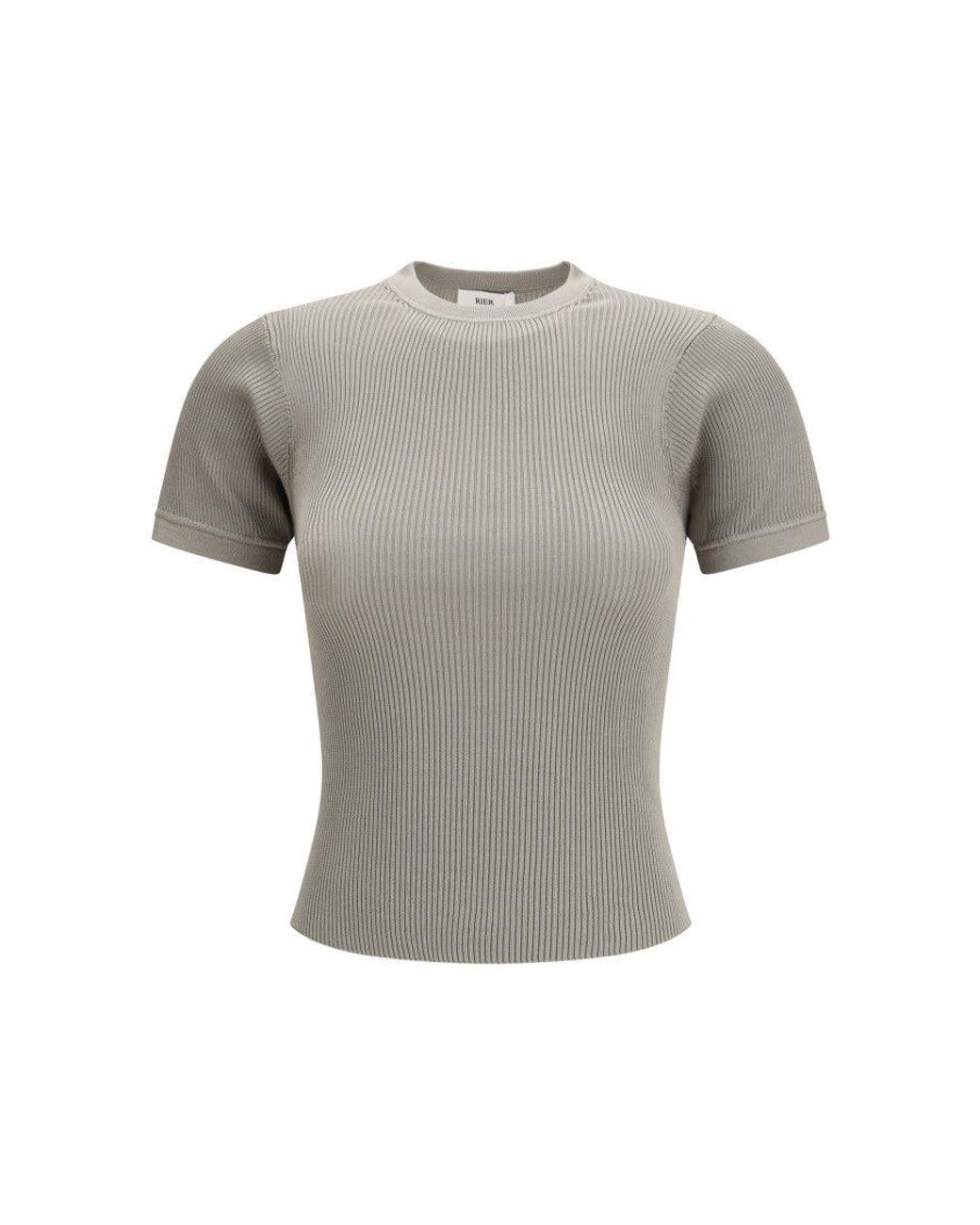 Rier Gray Solid Crew Neck T-Shirt