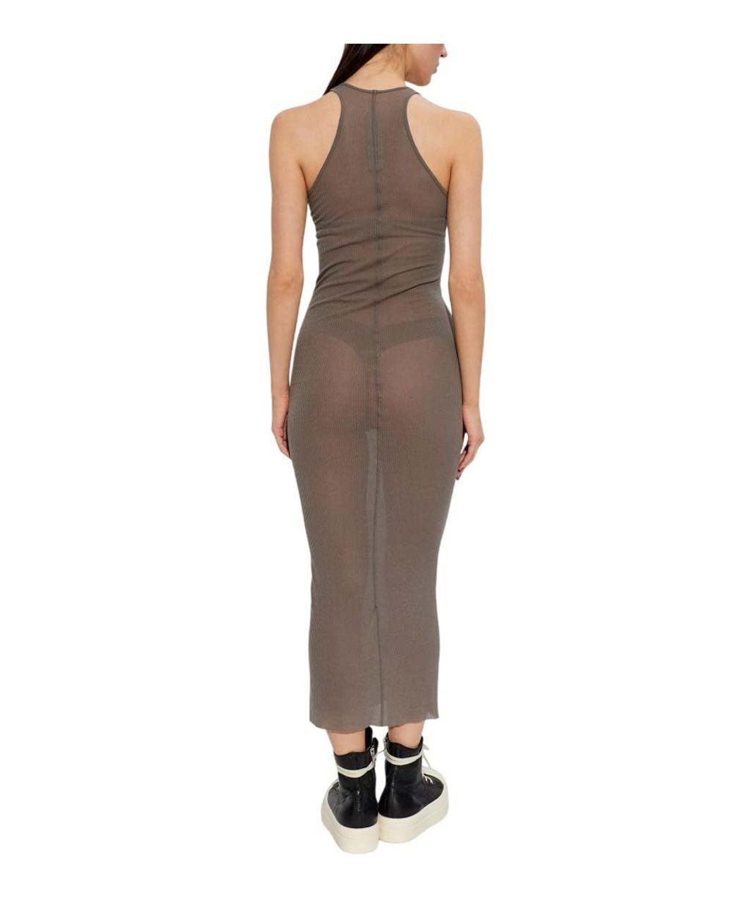 Rick Owens Brown Round Neck Midi Dress