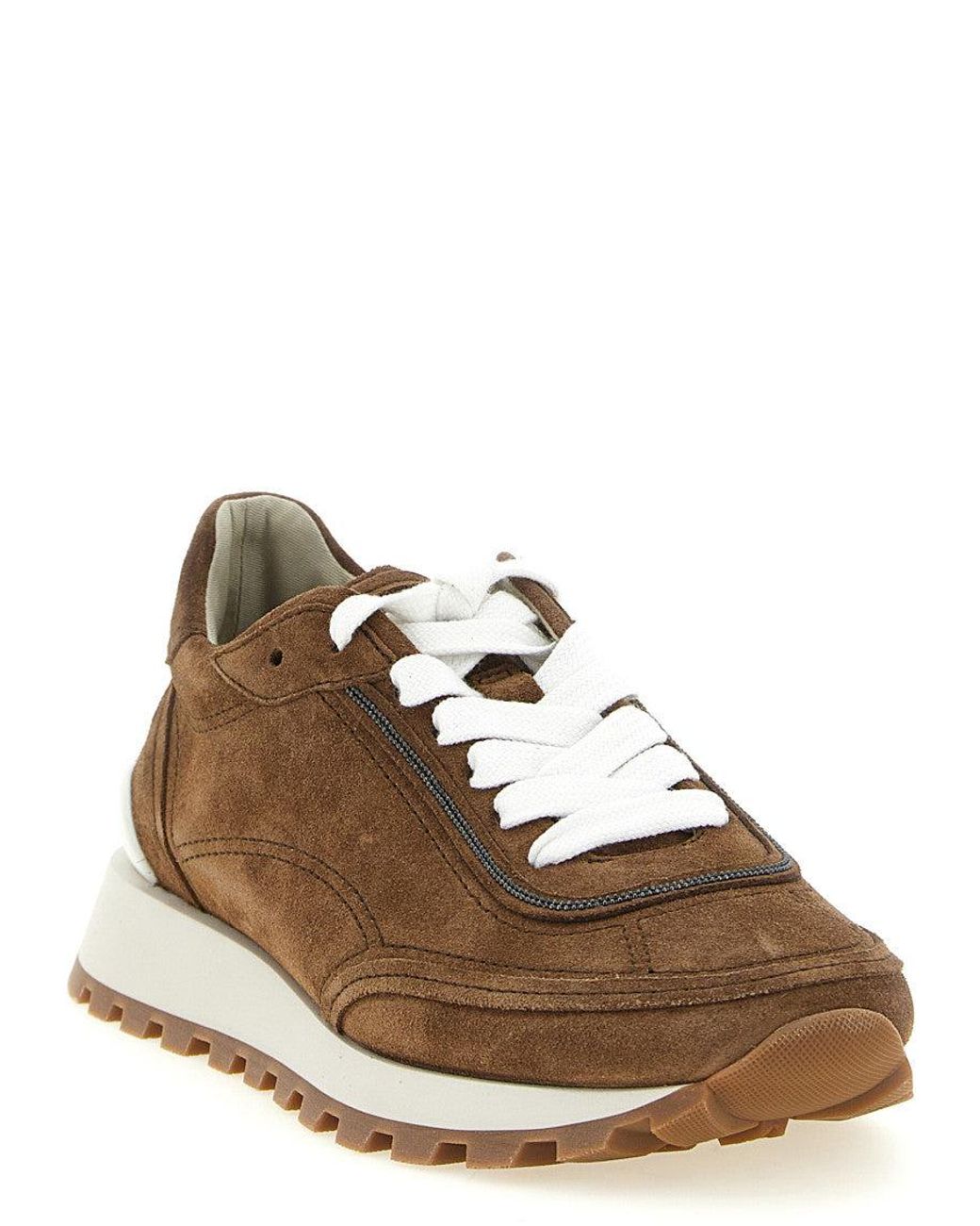 Brunello Cucinelli Brown Lace Up Sneakers