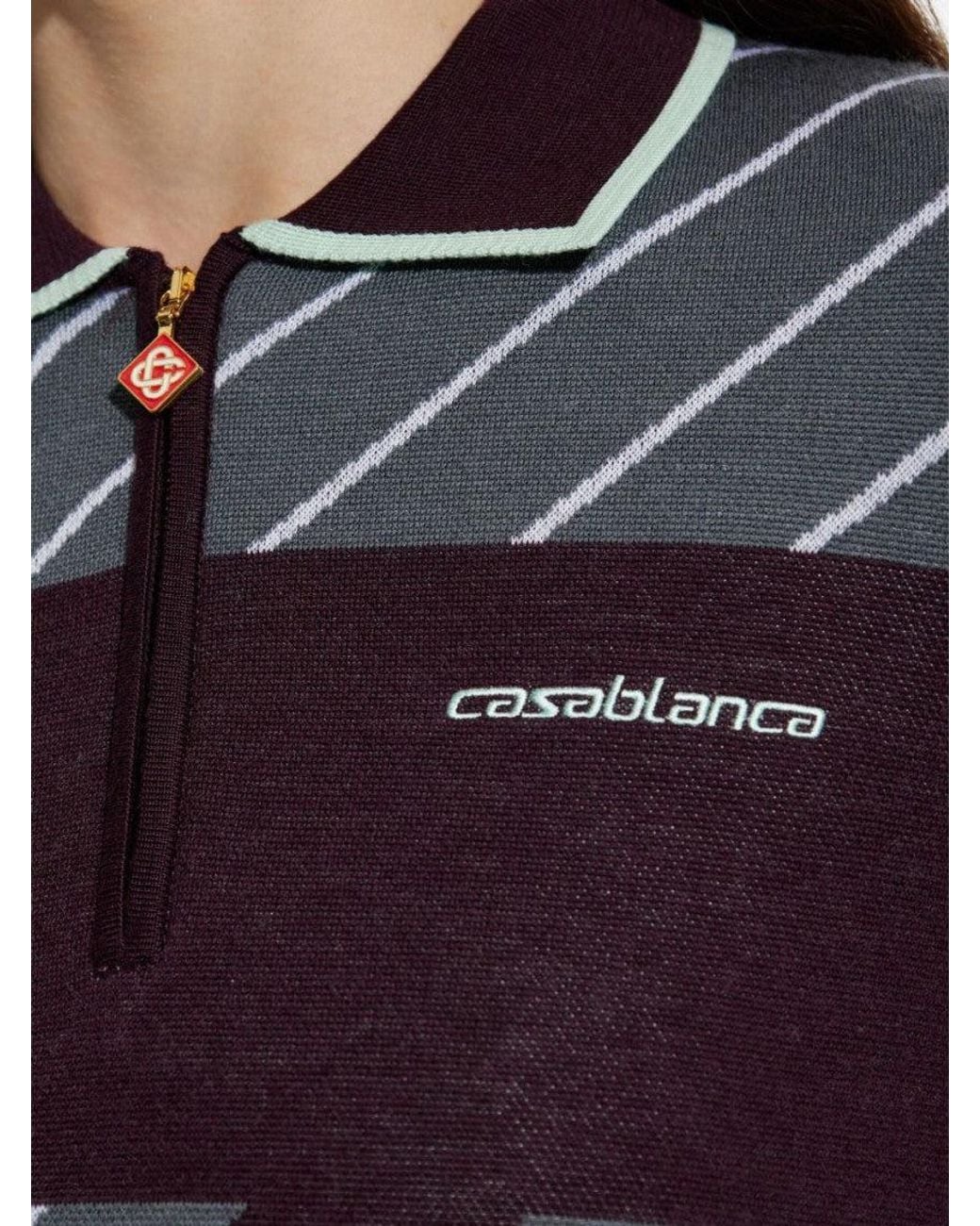 Casablanca Blue Stripe Polo Sweater