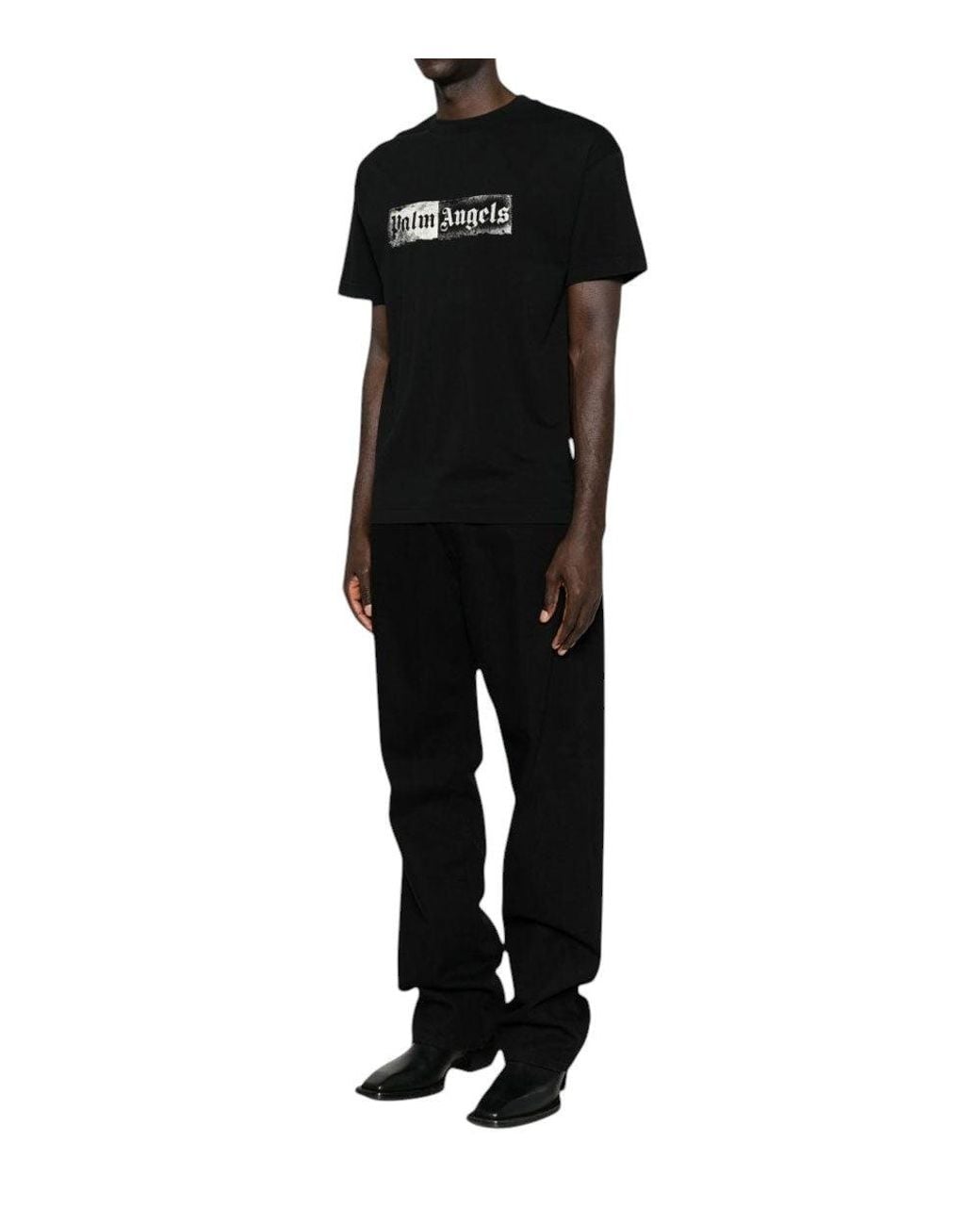 Palm Angels Black Regular Logo T-Shirt for men