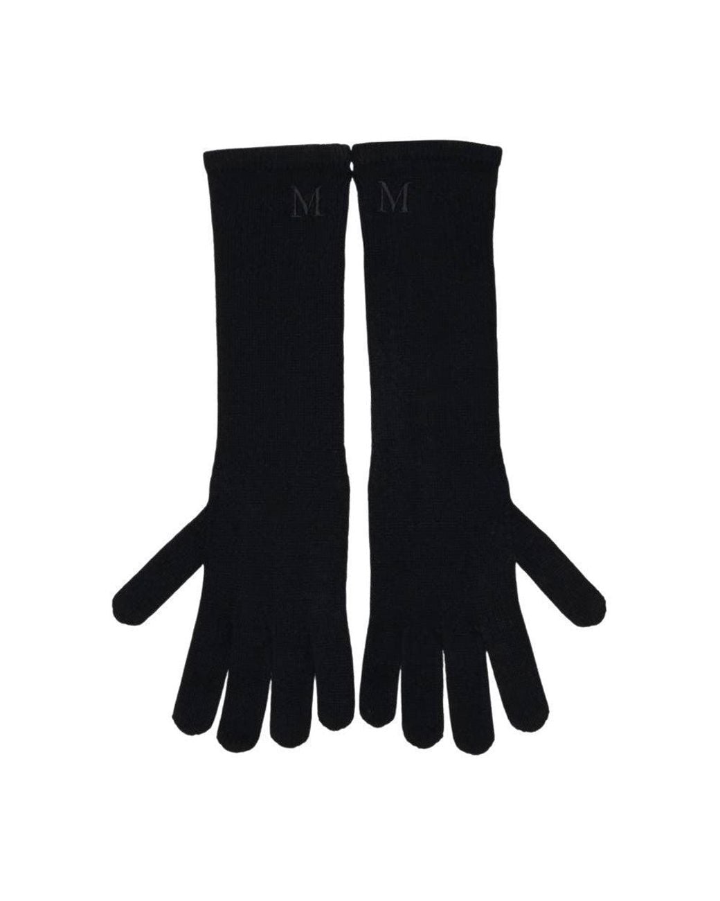 Max Mara Black Guanti Logo Gloves