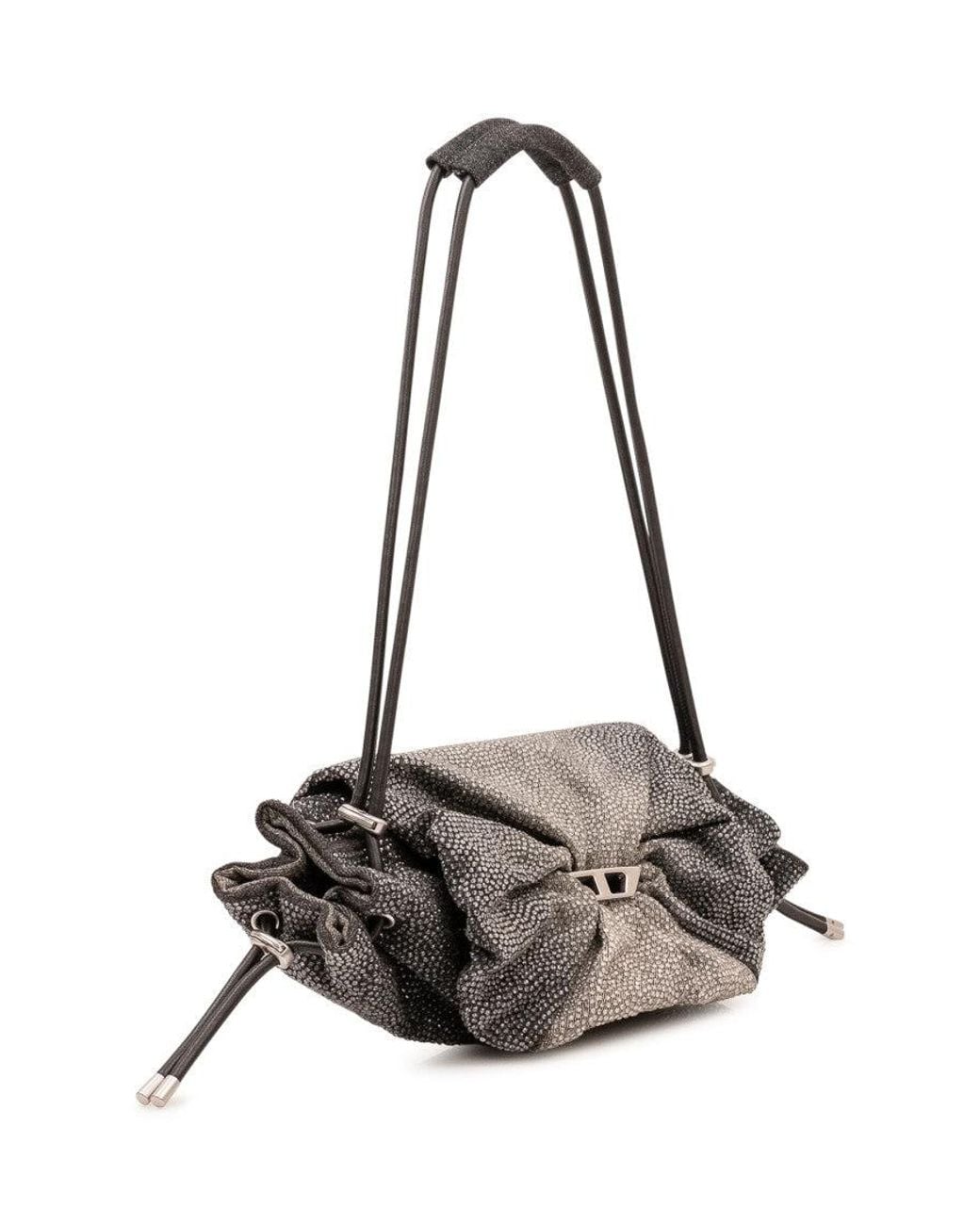 DIESEL Gray Scrunch-D Large Shoulder Bag