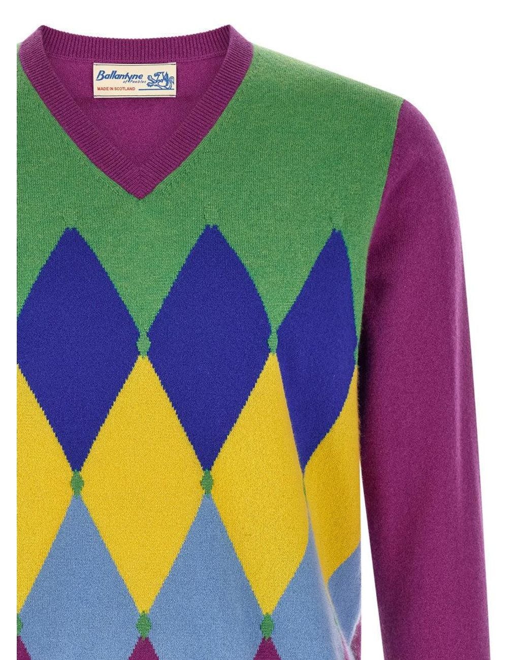 Ballantyne Pink V Neck Sweater for men