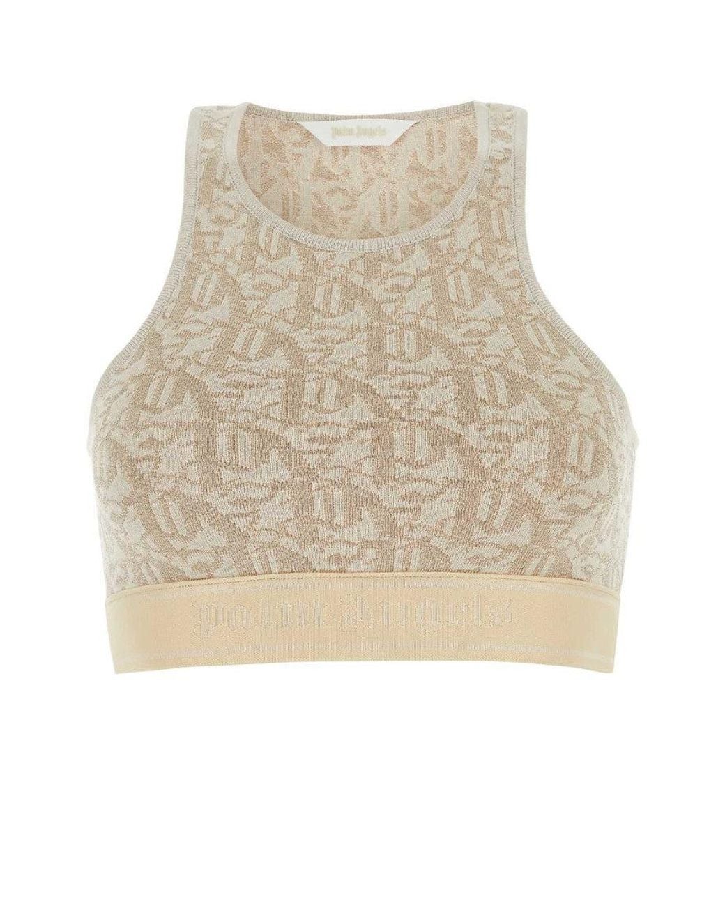 Palm Angels Natural Embroidered Logo Blend Top