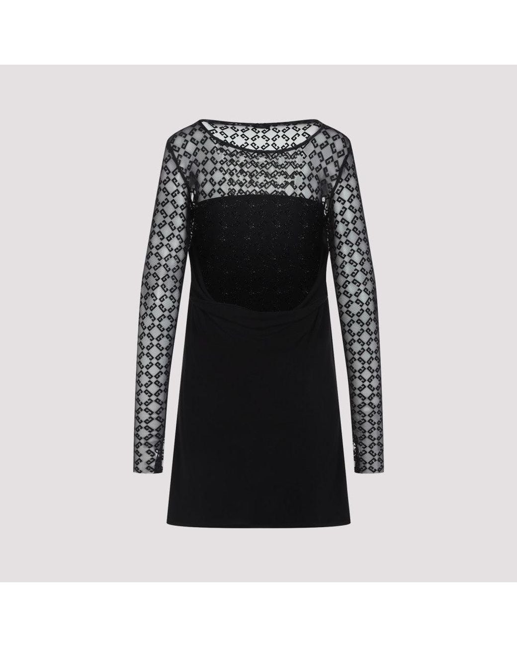 Givenchy Black Draped Jersey And Monogram Tulle Mini Dress