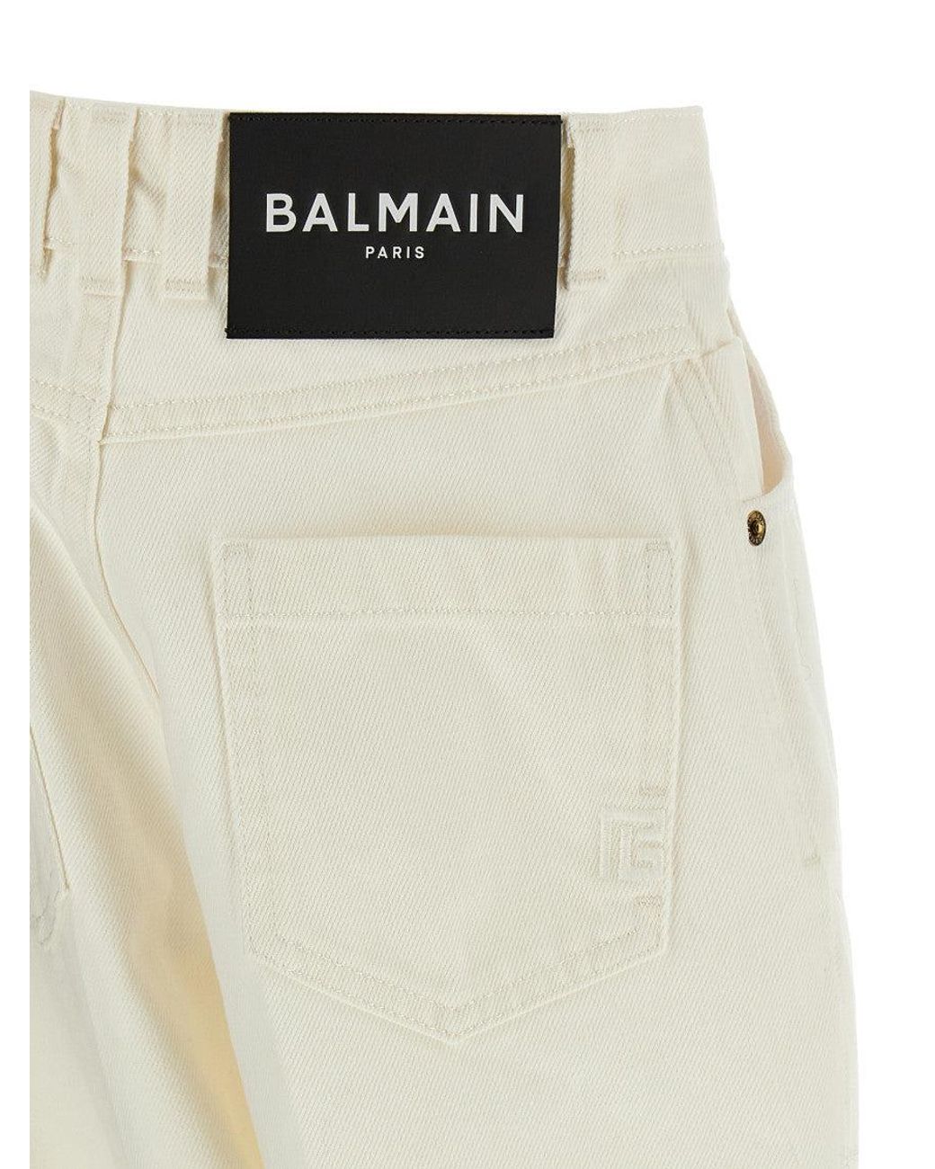 Balmain White Embroidery Jeans