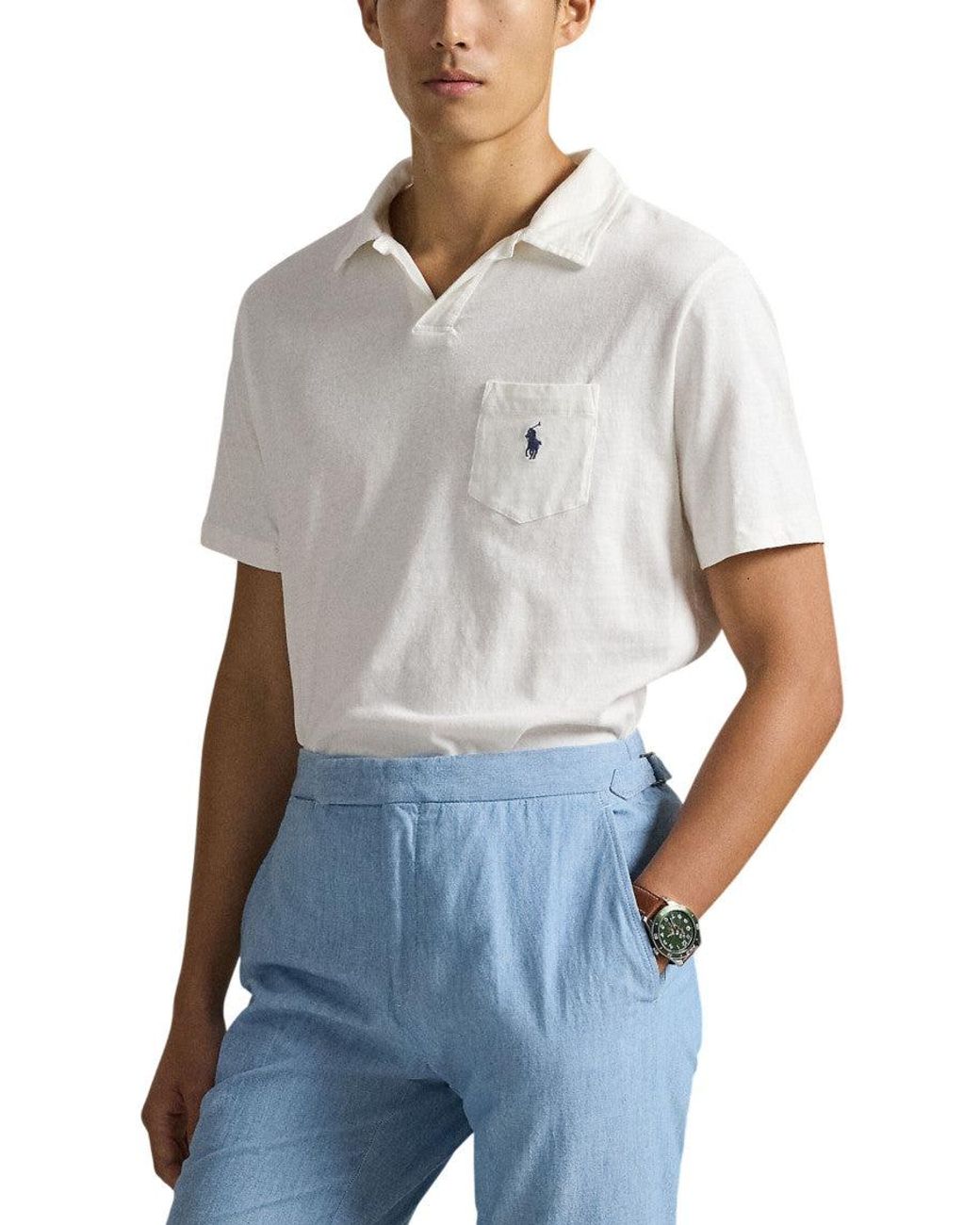 Polo Ralph Lauren White Shirt Collar Polo for men