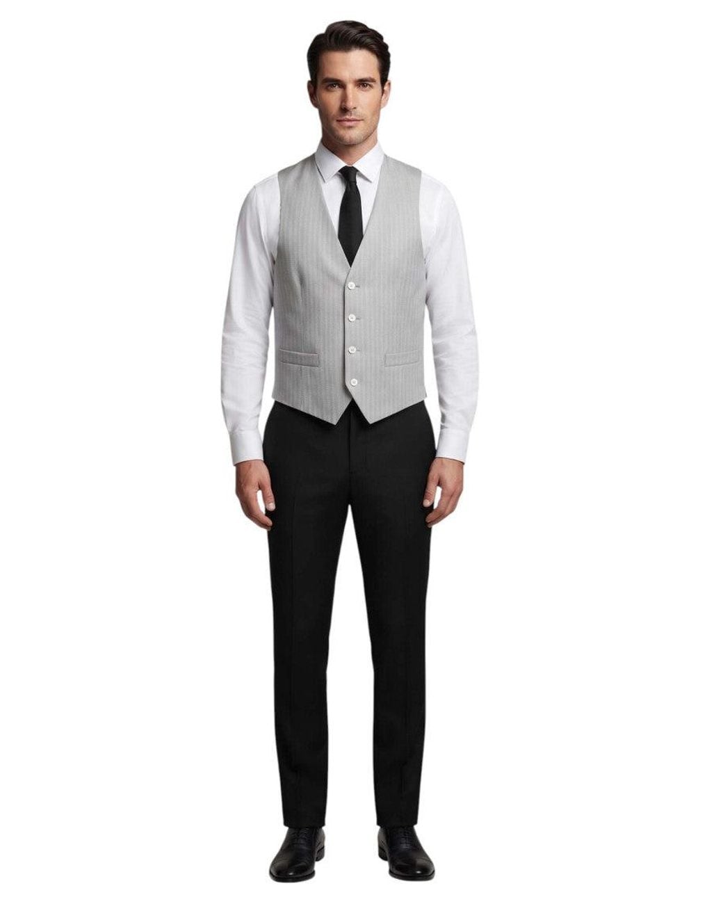 Corneliani Gray Ash Textured Waistcoat for men