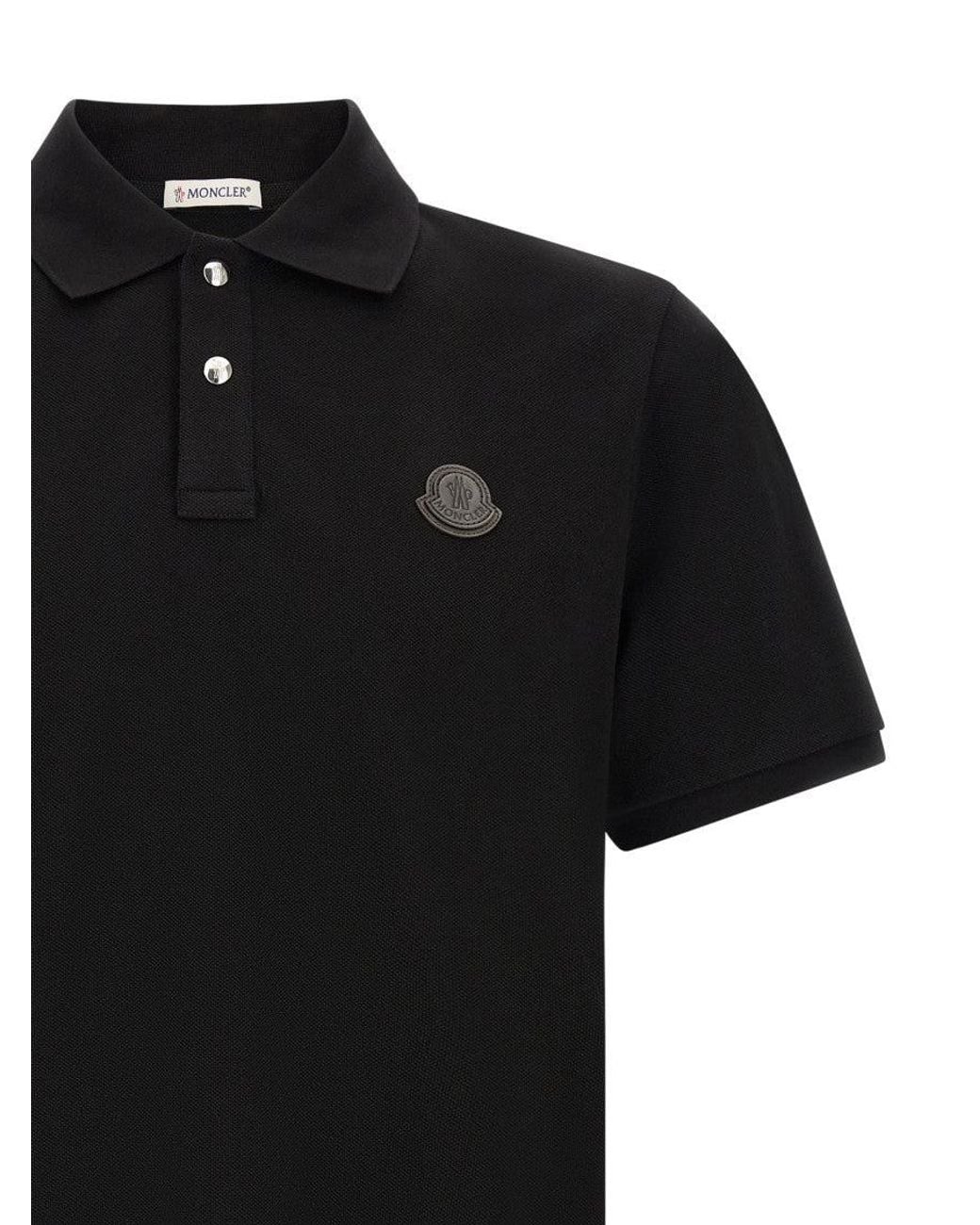 Moncler Black Shirt Collar Polo for men