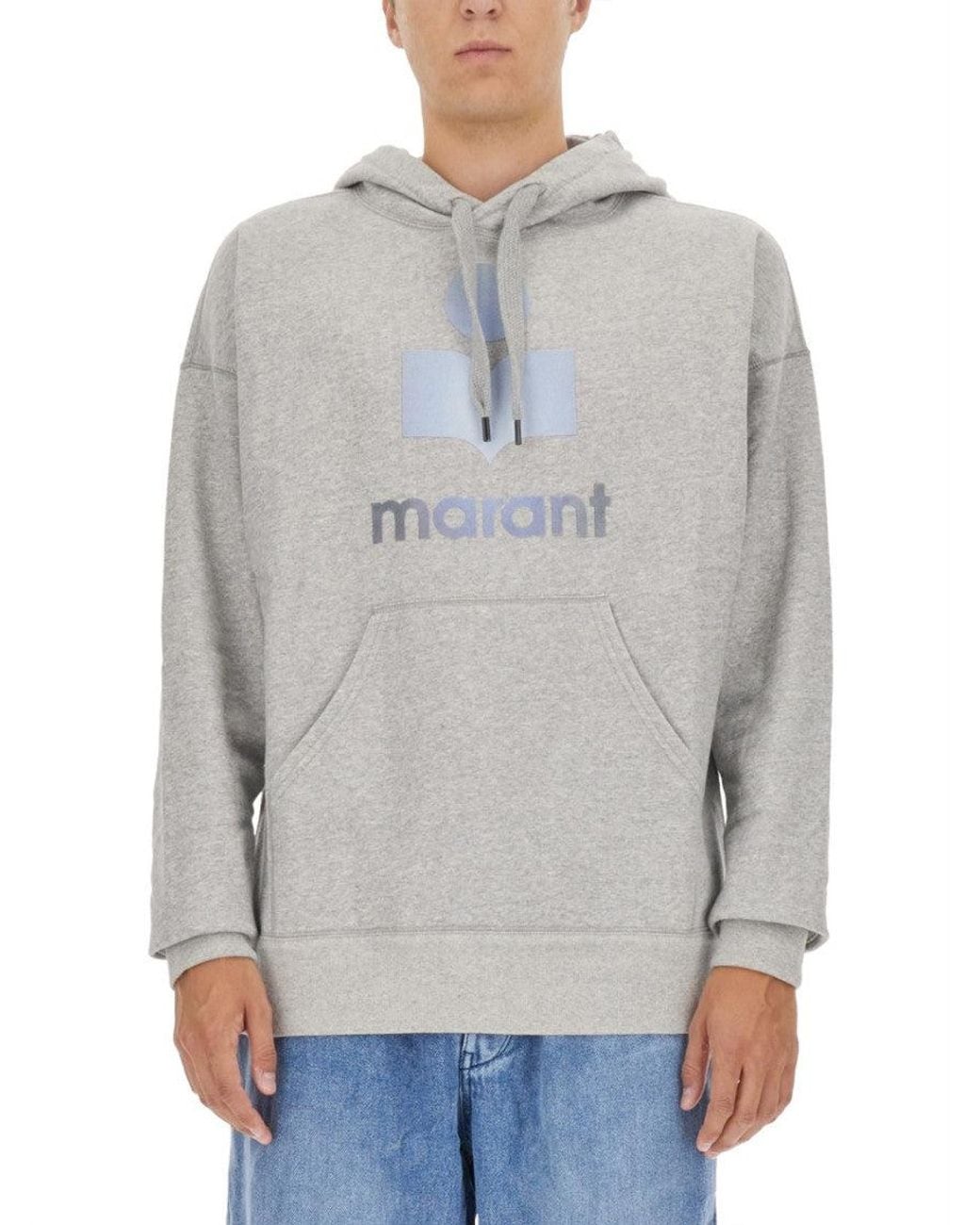 Isabel Marant Gray Logo Relaxed Hoodie for men