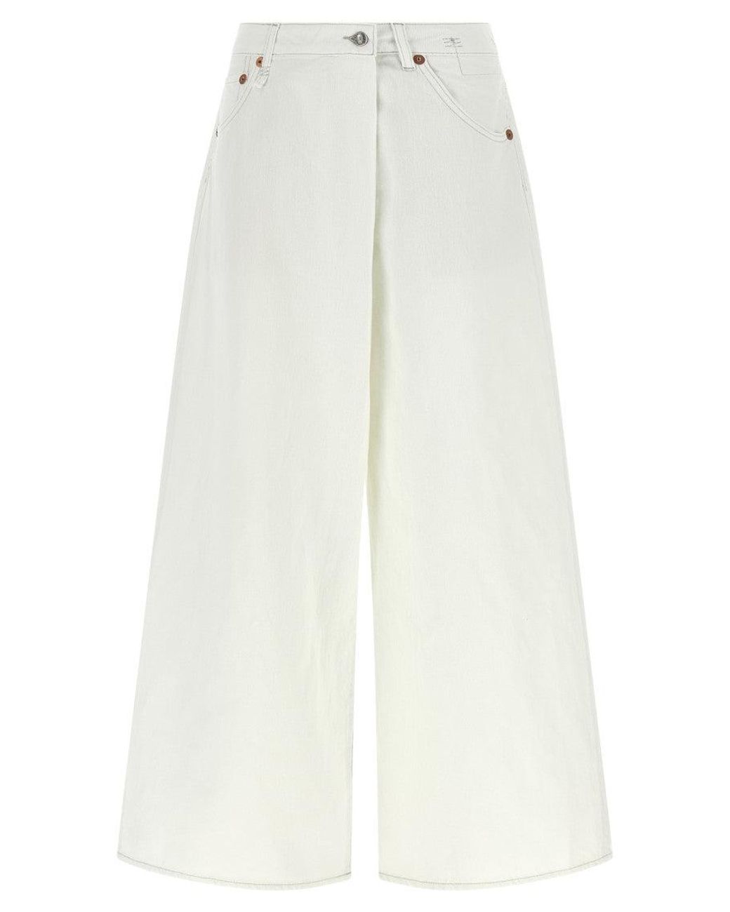 R13 White Loose Low Rise Jeans