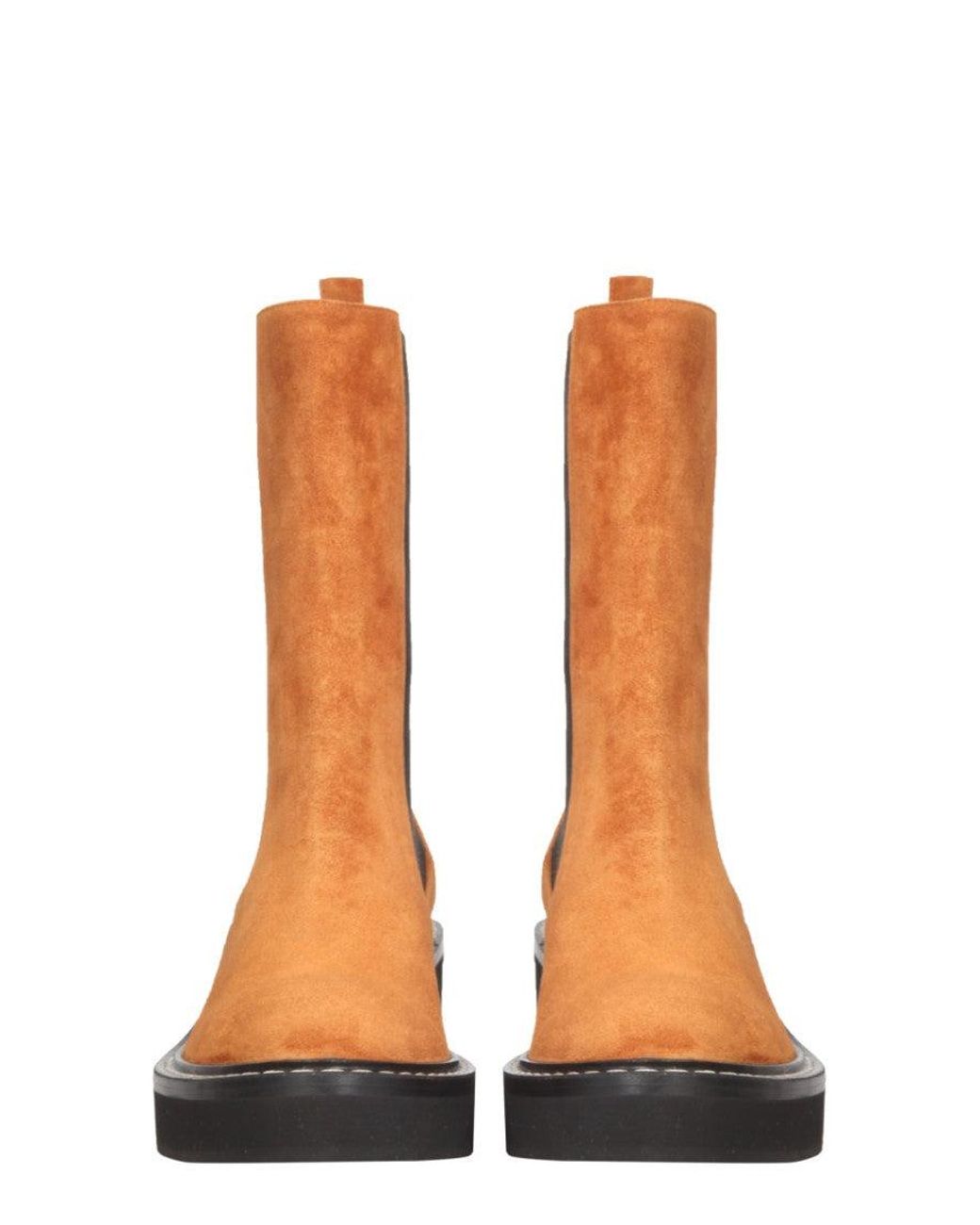 Khaite White Light Solid Round Toe Boots