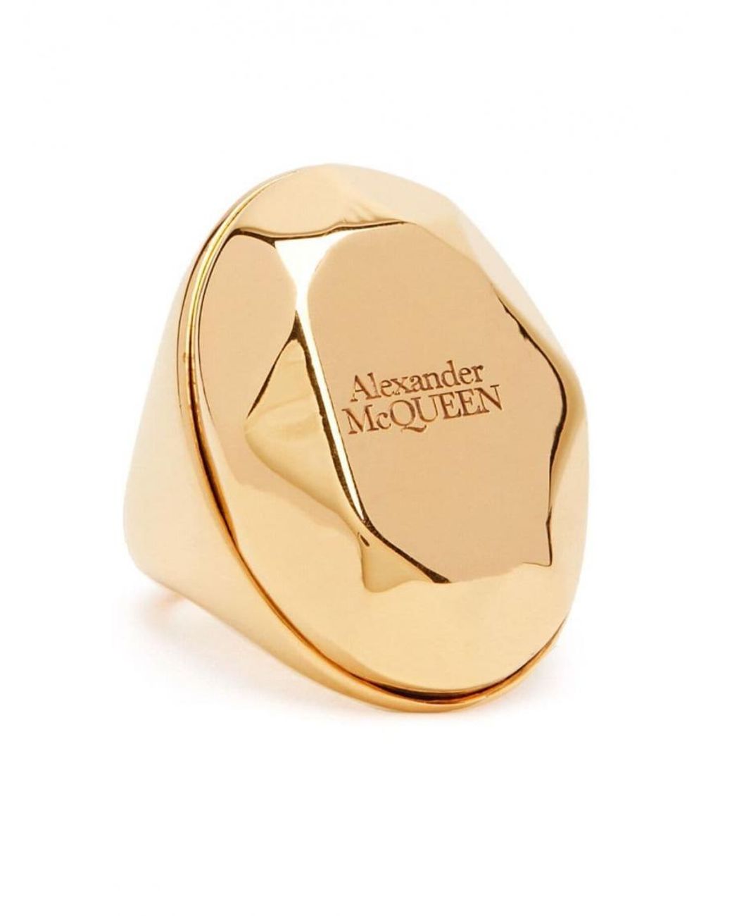 McQueen Metallic Stone Logo Ring