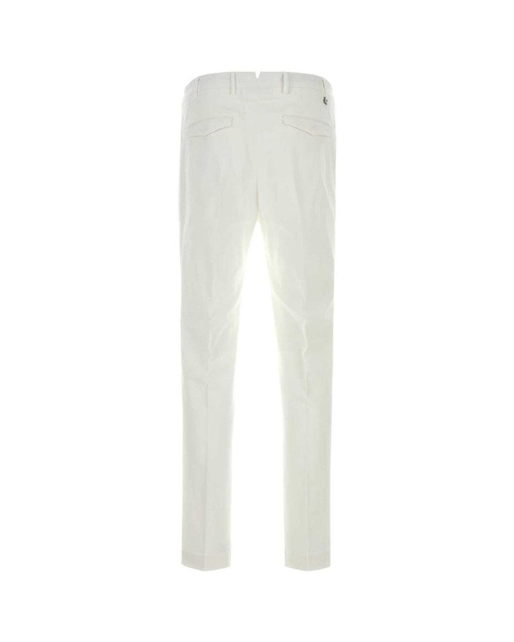PT Torino White Flat Front Pants for men
