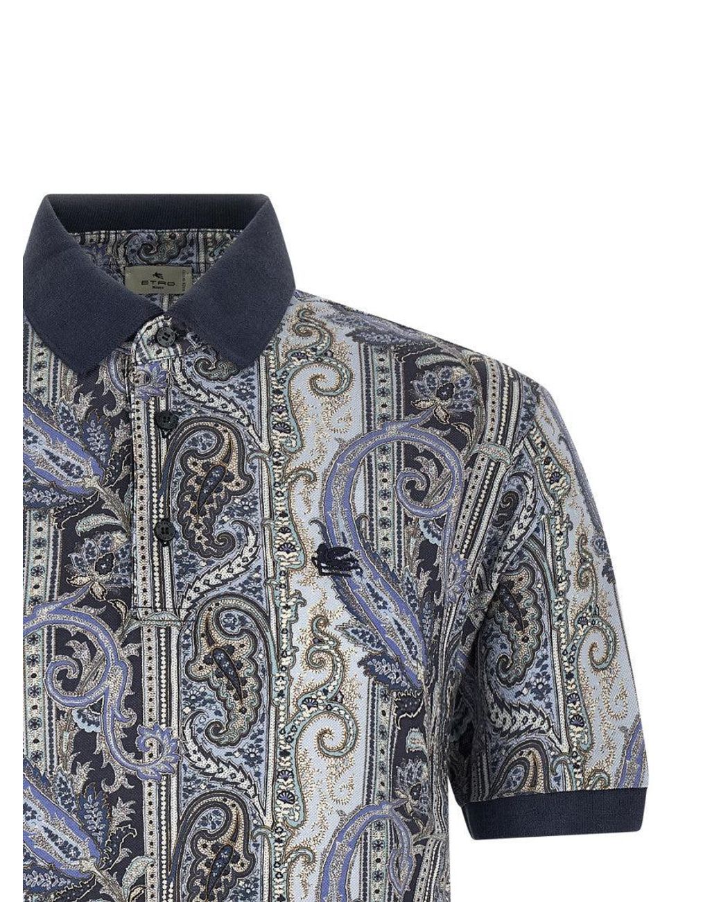 Etro Black 'Arnica Paisley' Polo Shirt for men