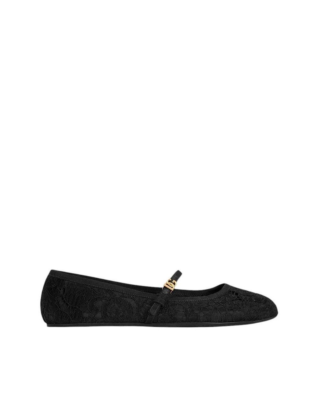 Dolce & Gabbana Black Logo Taormina Ballet Flats