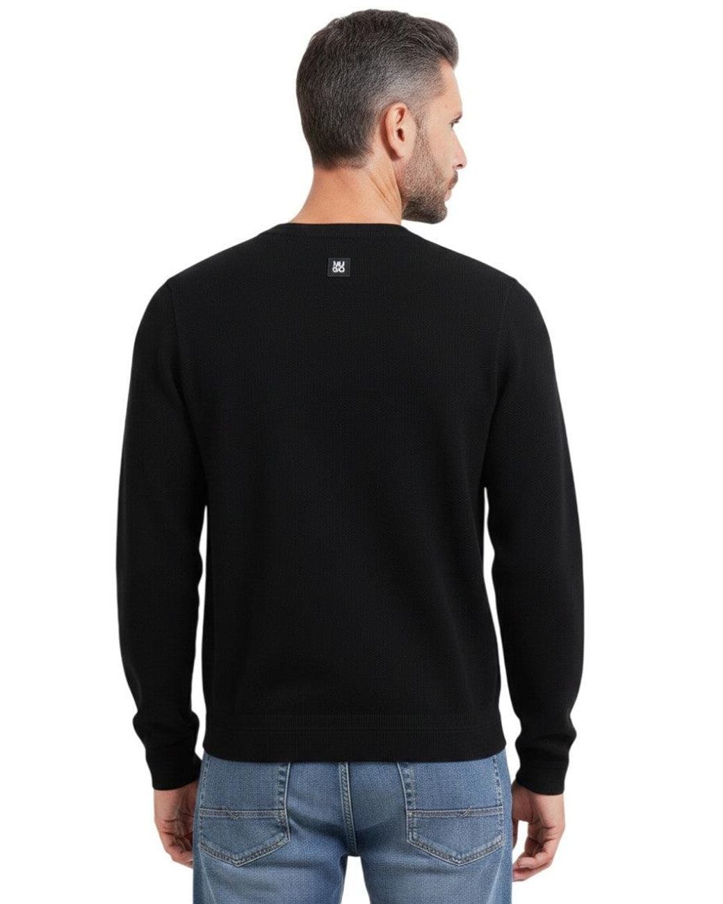 HUGO Black Logo Crew Neck Sweater for men