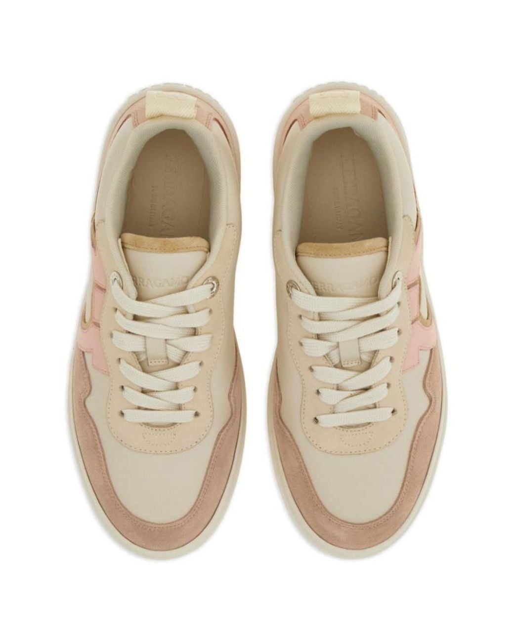 Ferragamo White Gancini Leather Sneakers