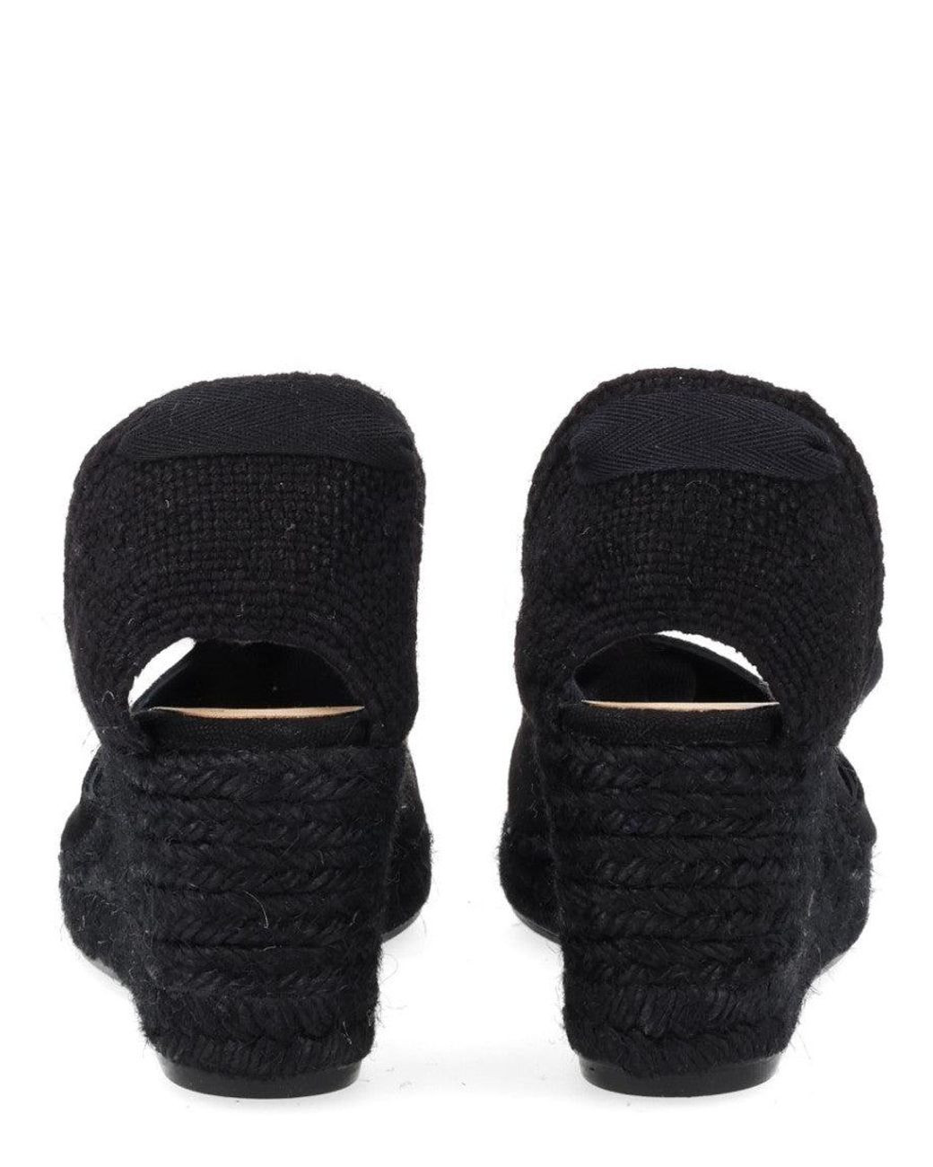 Castaner Black Lace-Up Wedges
