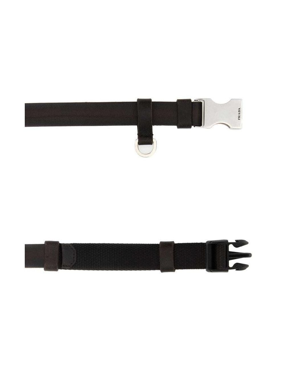Prada White Dark Logo Buckle Belt for men